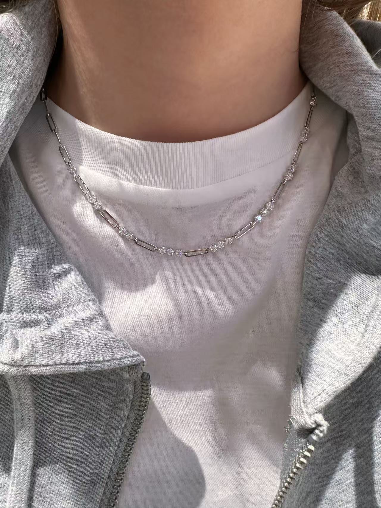 24 Hours Paperclip Moissanite Necklace 7.8ct