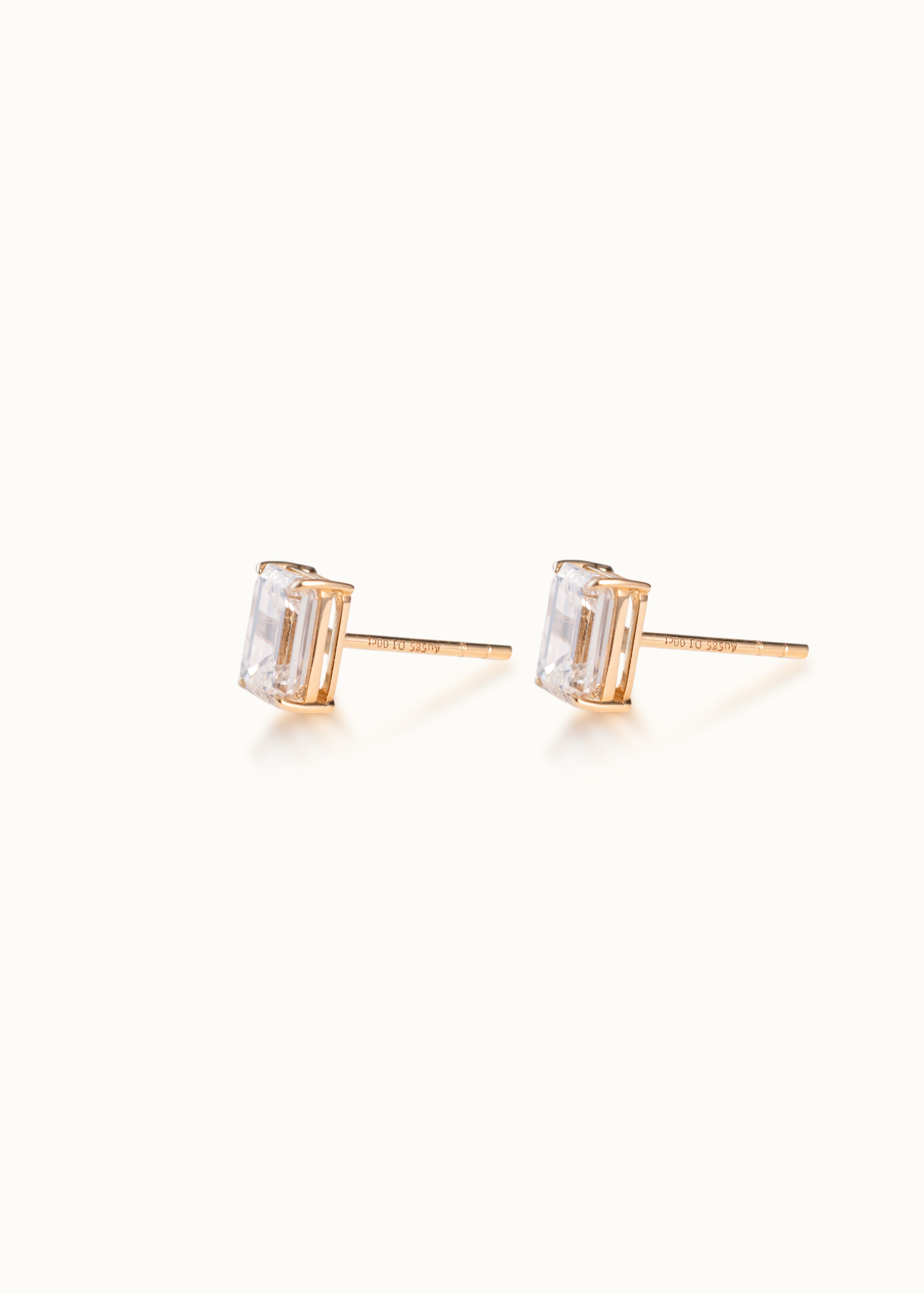 Heirloom Classic Emerald Cut Claw Set Diamond Studs Earrings