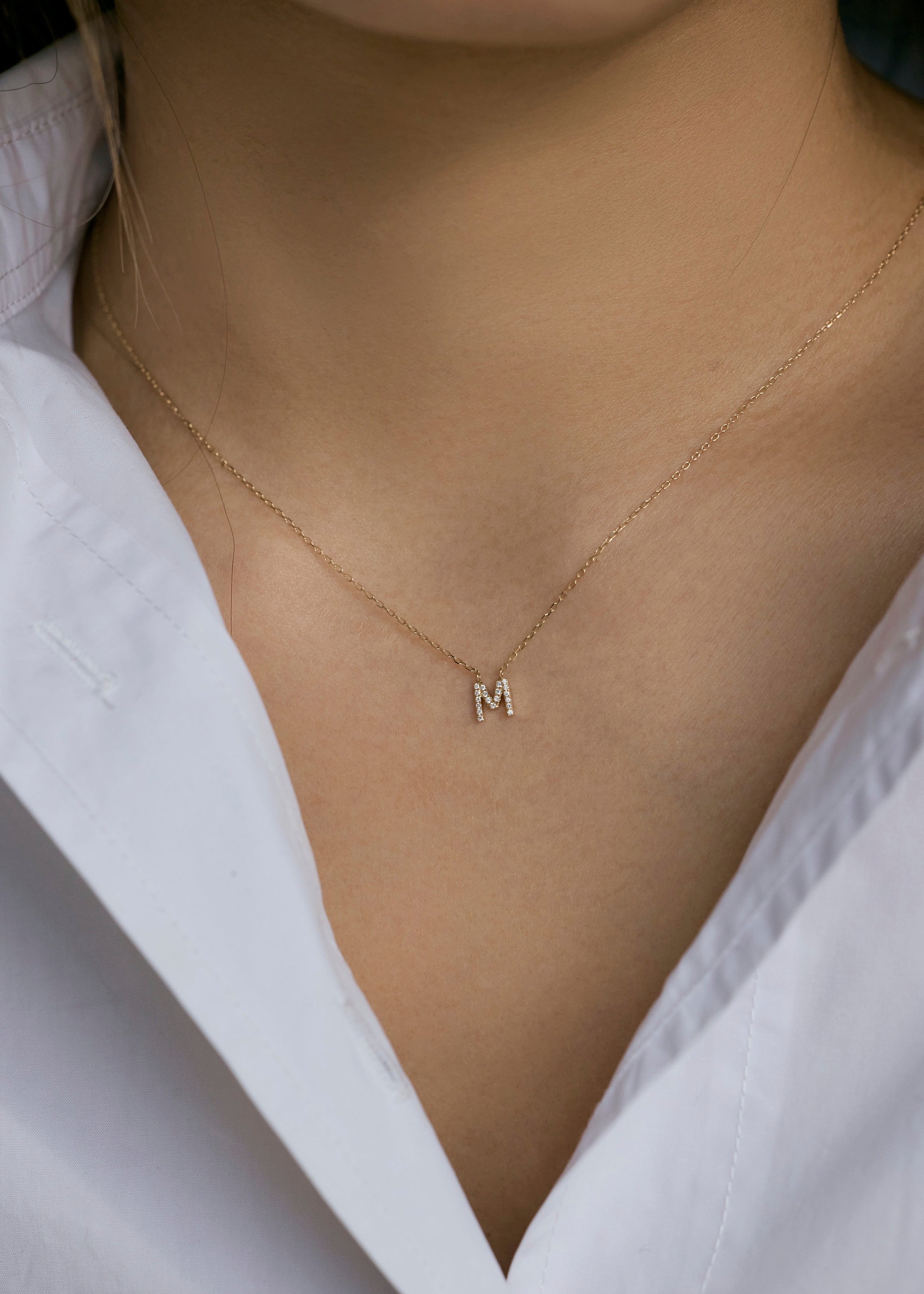 Heirloom Super Fine Diamond Initial Necklace