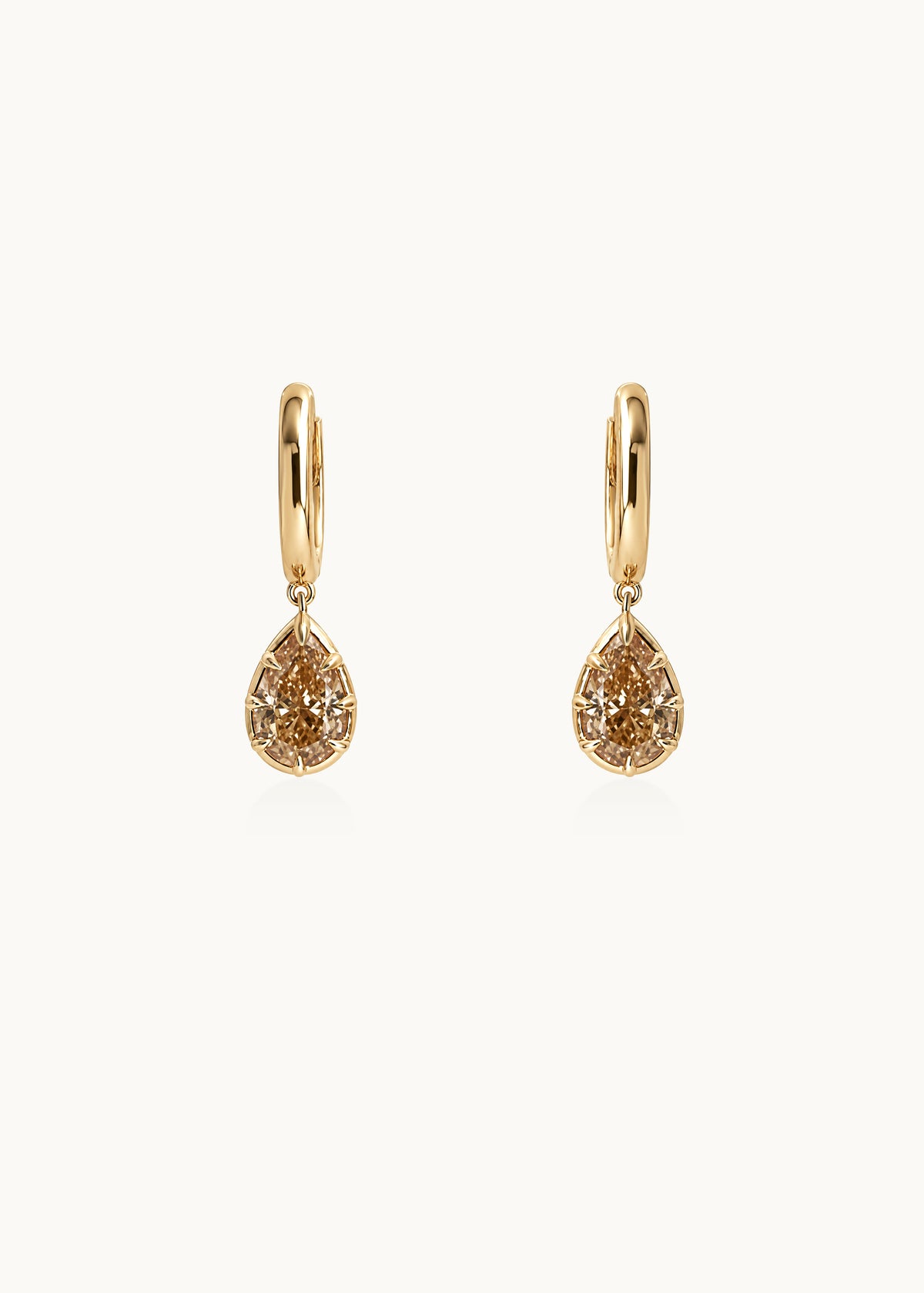 Archive Pear Cut Champagne Moissanite Hoop Earrings 6ct