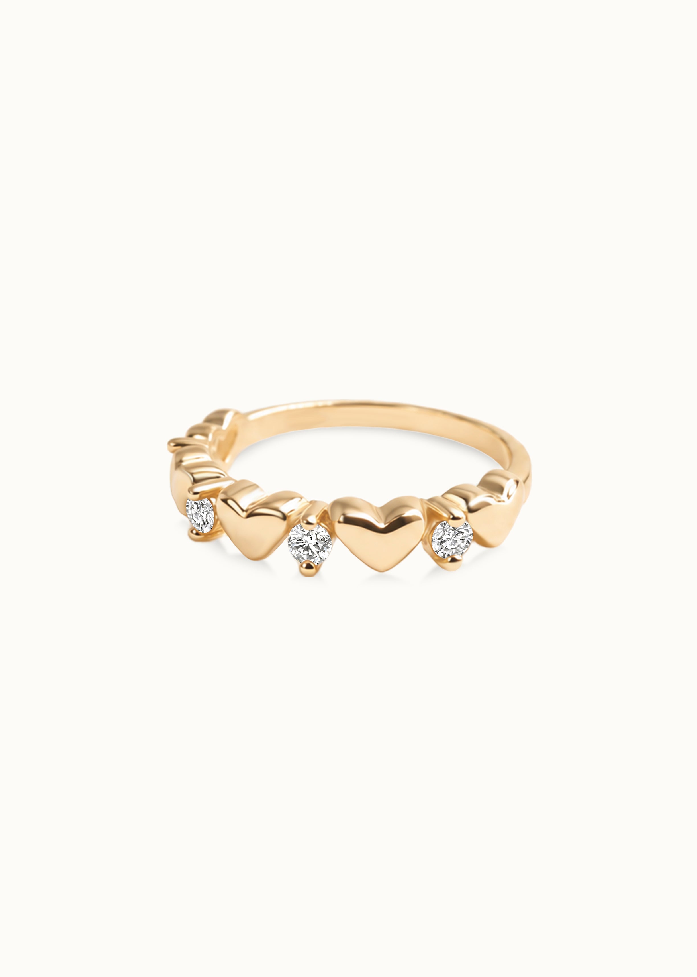 24 Hours 0.03ct Moissanite and 5 Heart Ring