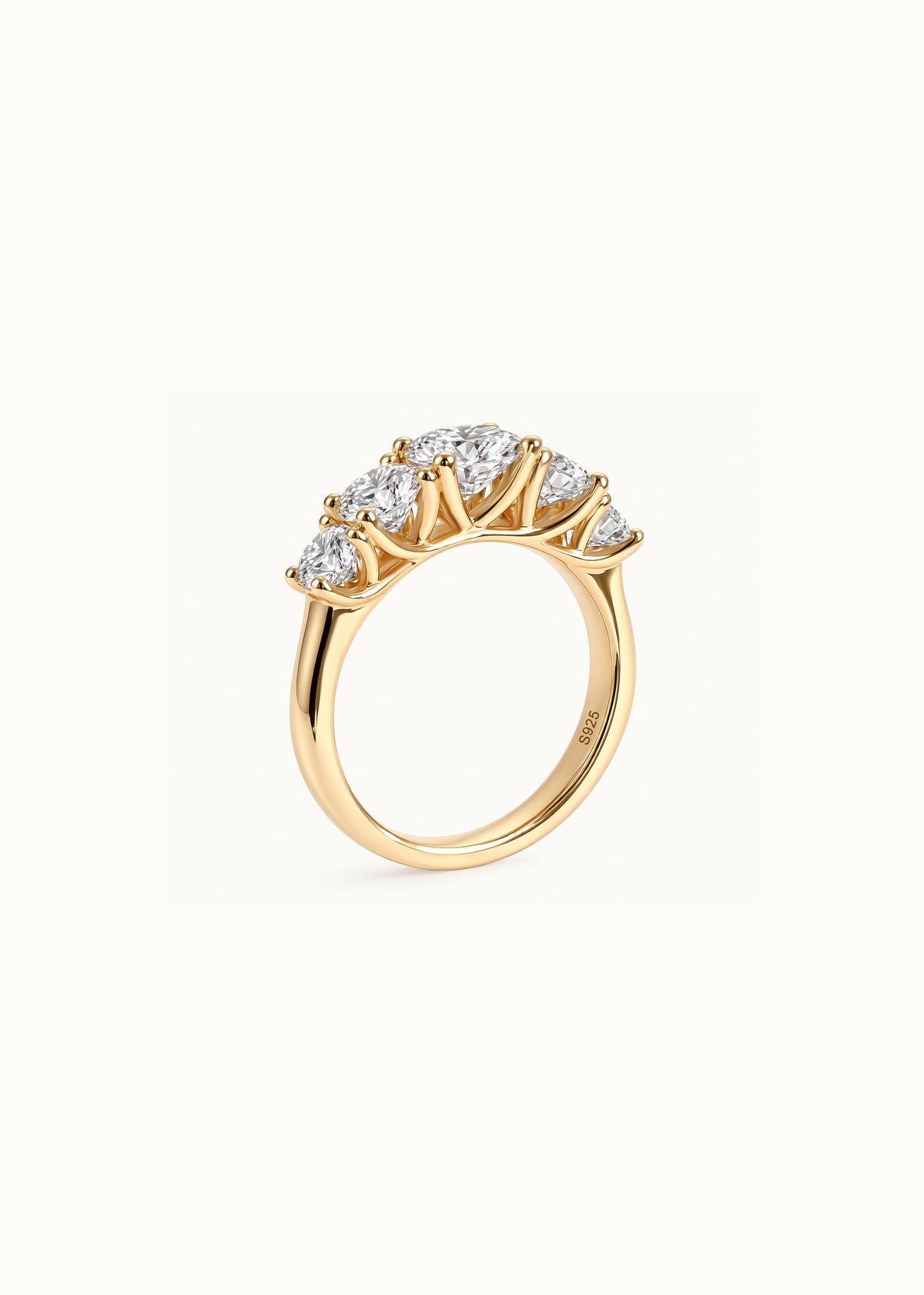 24 Hours 5-stone Round Brilliant Claw Set Moissanite Ring 2.4ct