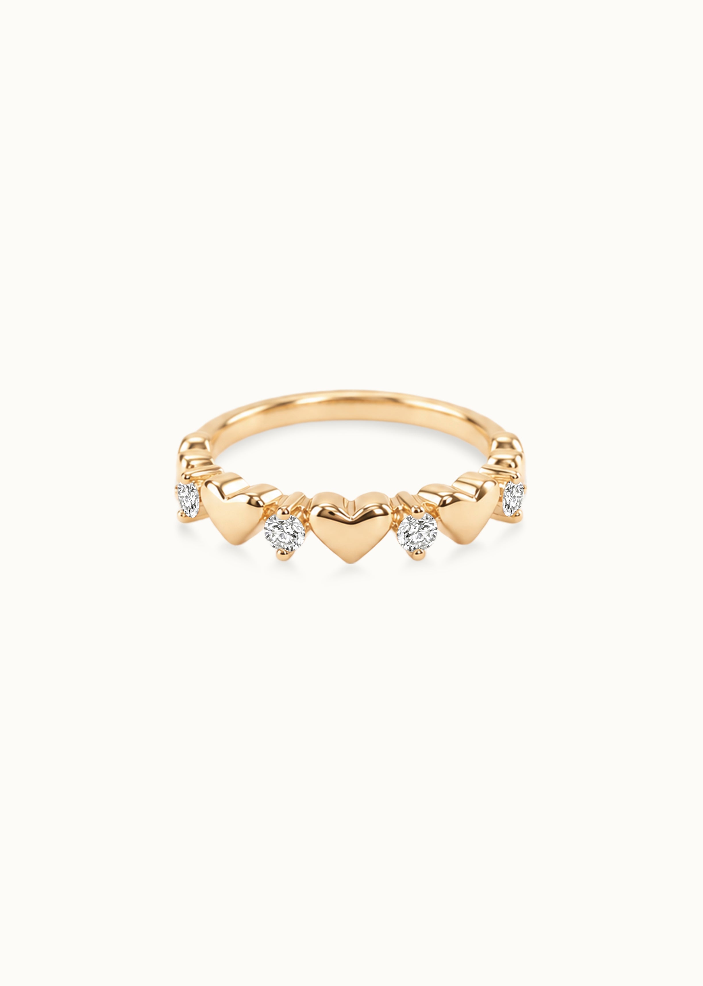 24 Hours 0.03ct Moissanite and 5 Heart Ring