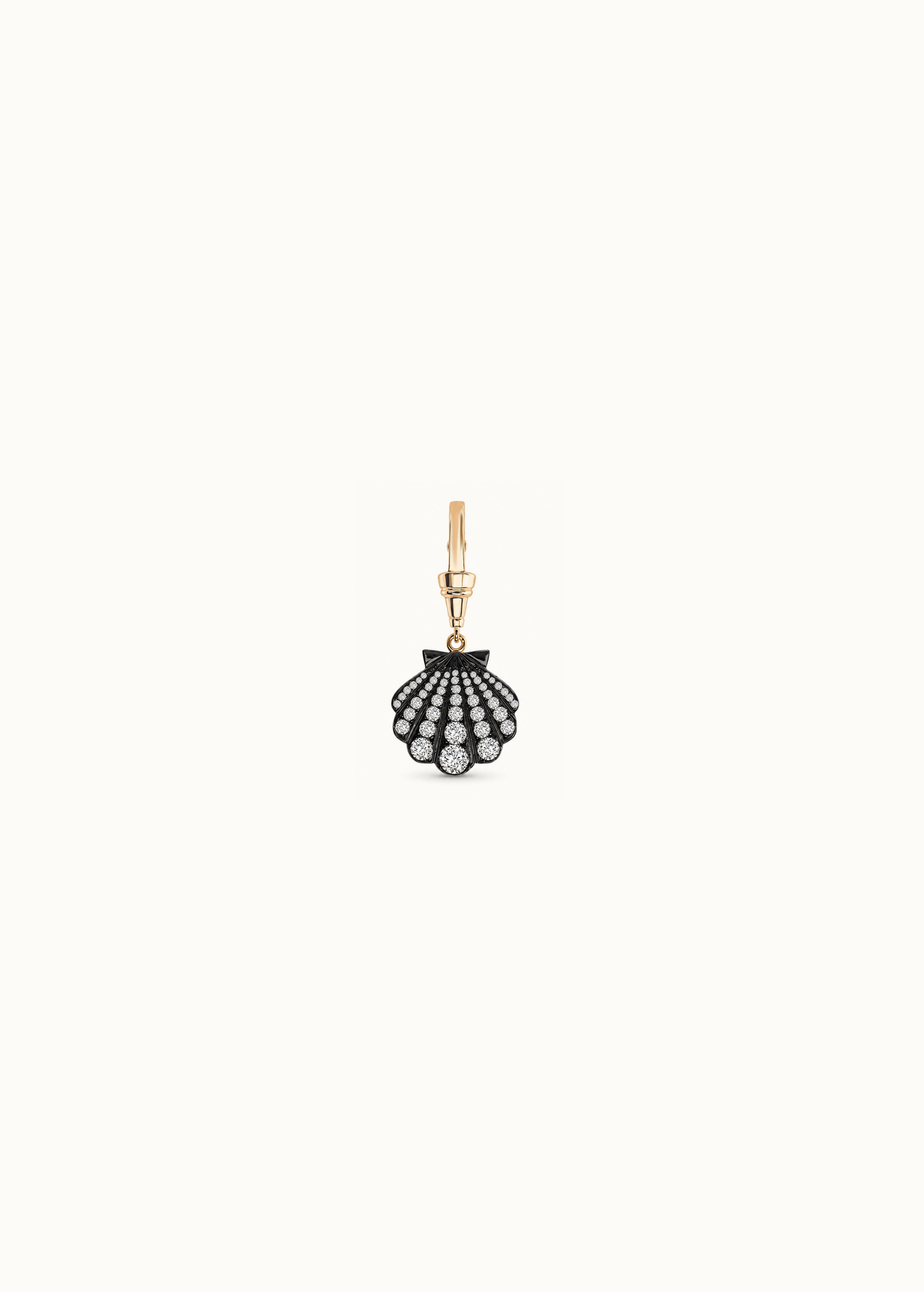 Archive Blackened Moissanite Large Shell Clilp-On Pendant