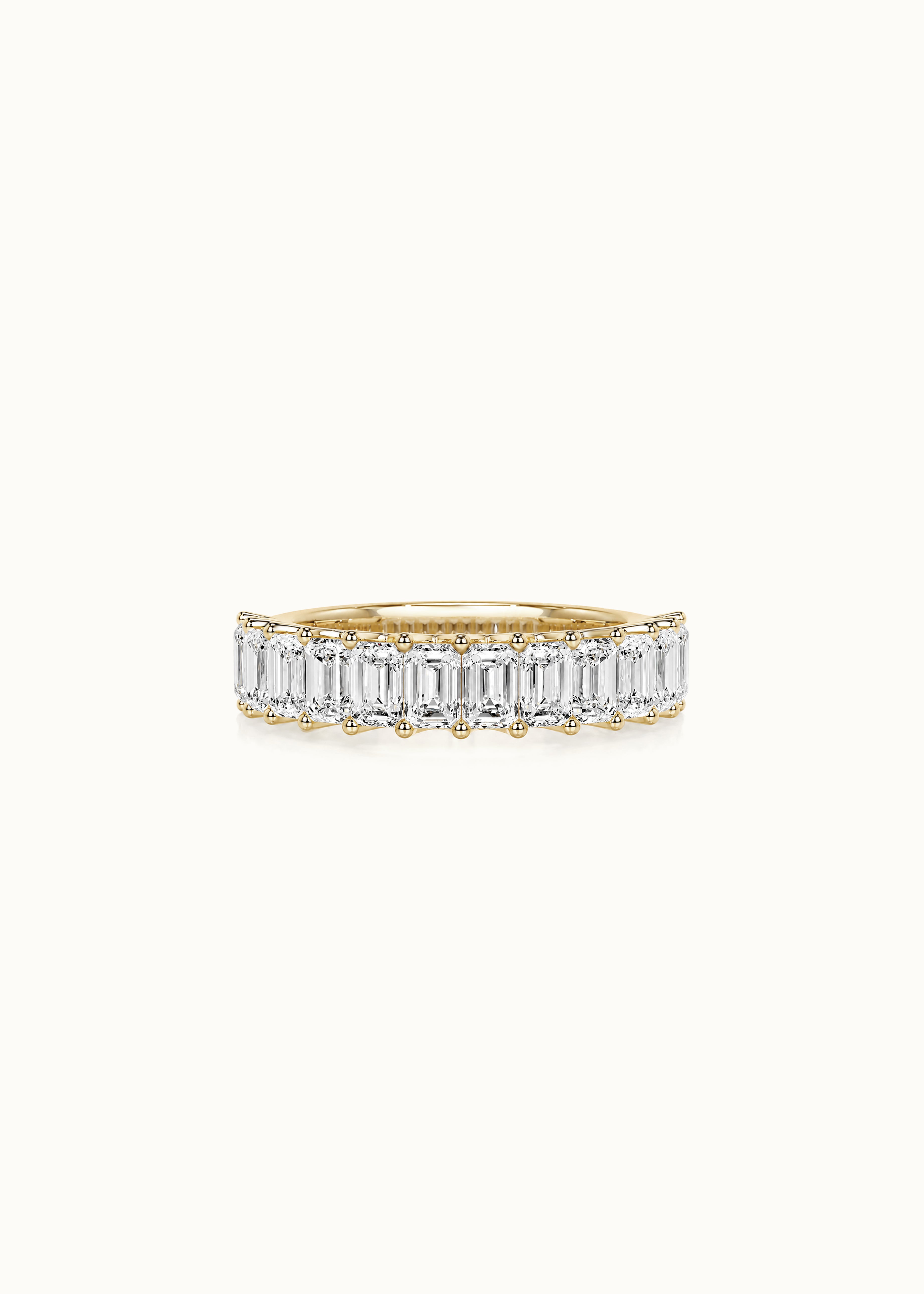 24 Hours Emerald Cut Claw Set 4mm Moissanite Semi Eternity Ring 6ct