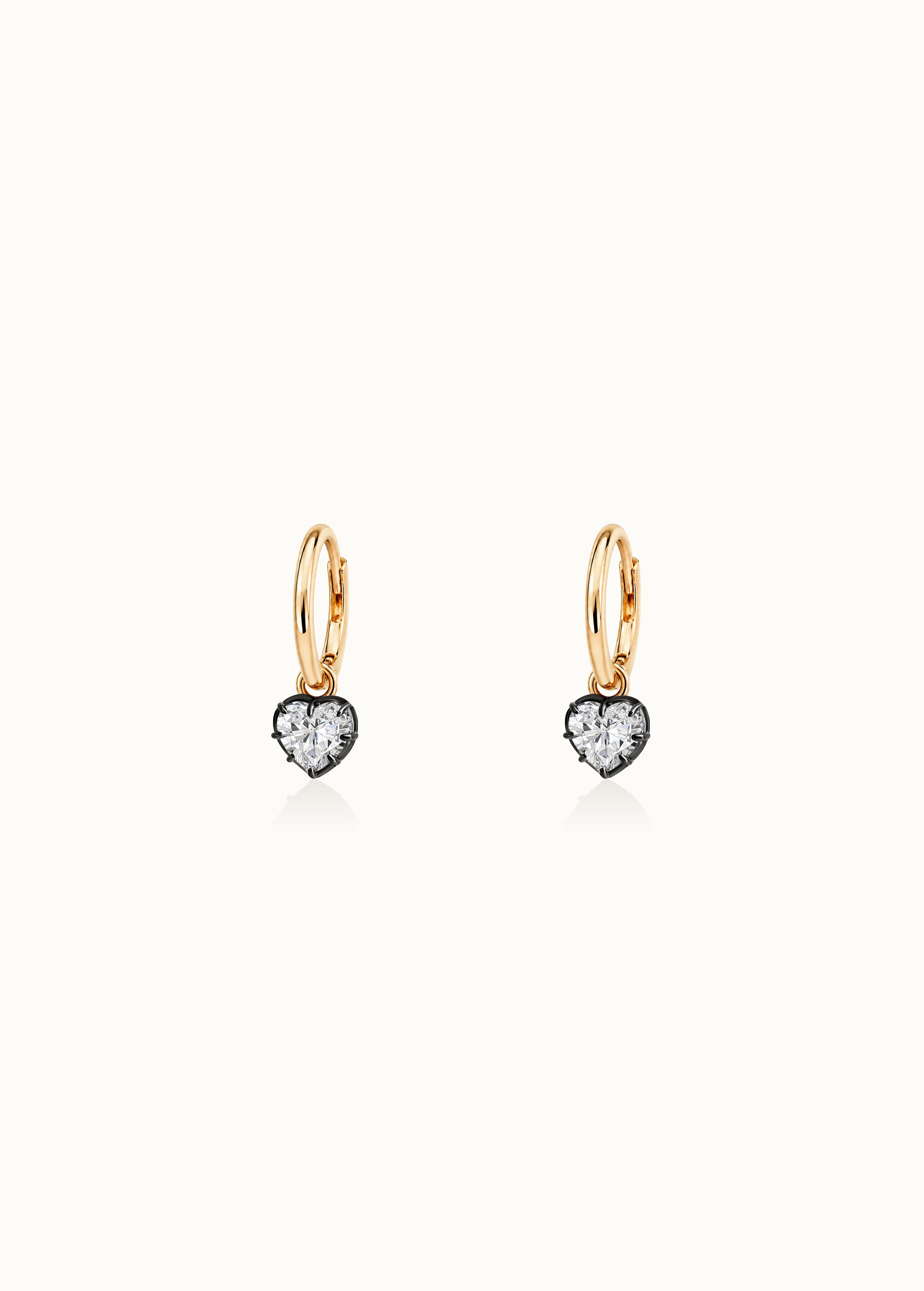 Archive 1ct Heart Cut Blackened Moissanite Hoop Earrings