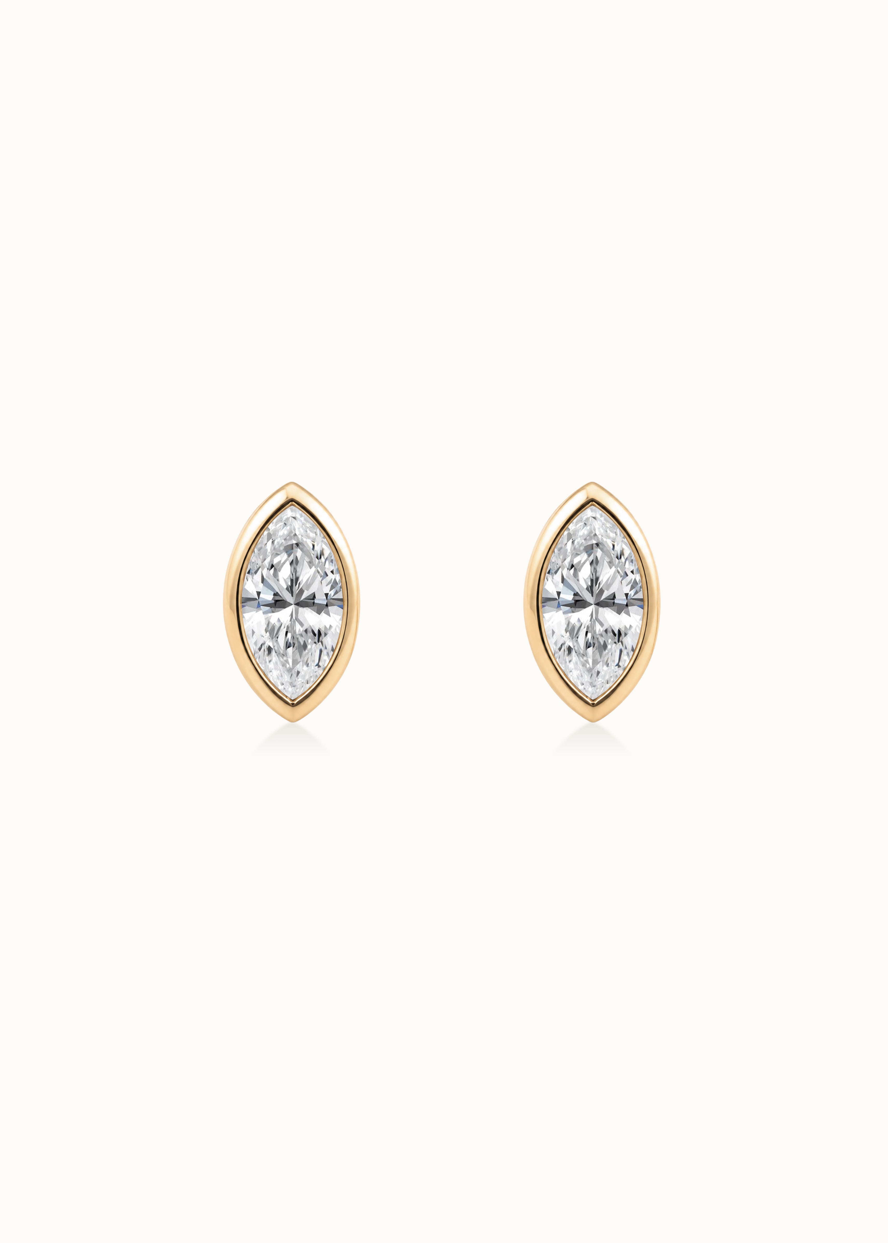 Heirloom Super Flat 1ct Bezel Set Marquise Cut Diamond Studs