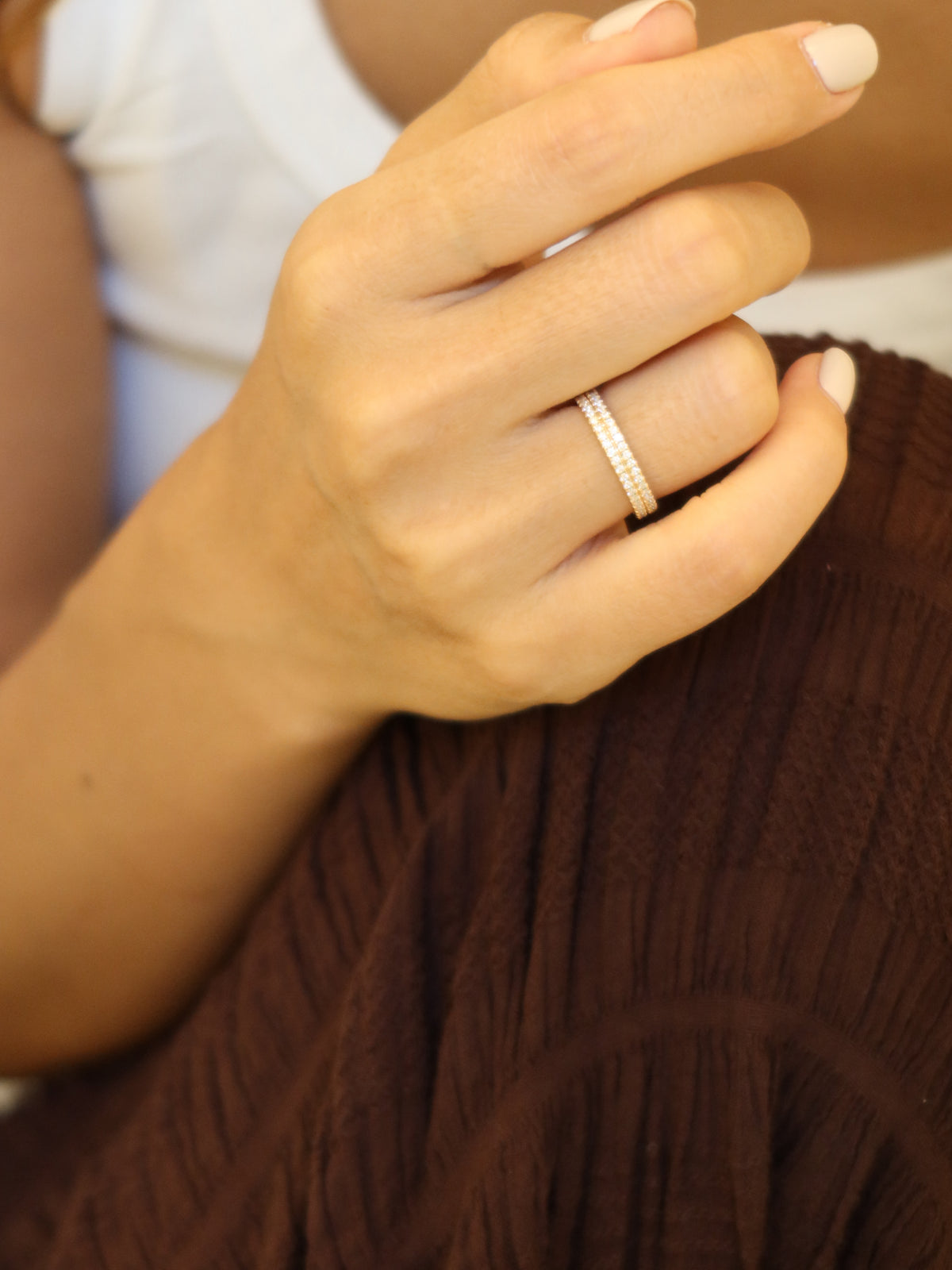 24 Hours Double Band Fully Paved Moissanite Ring