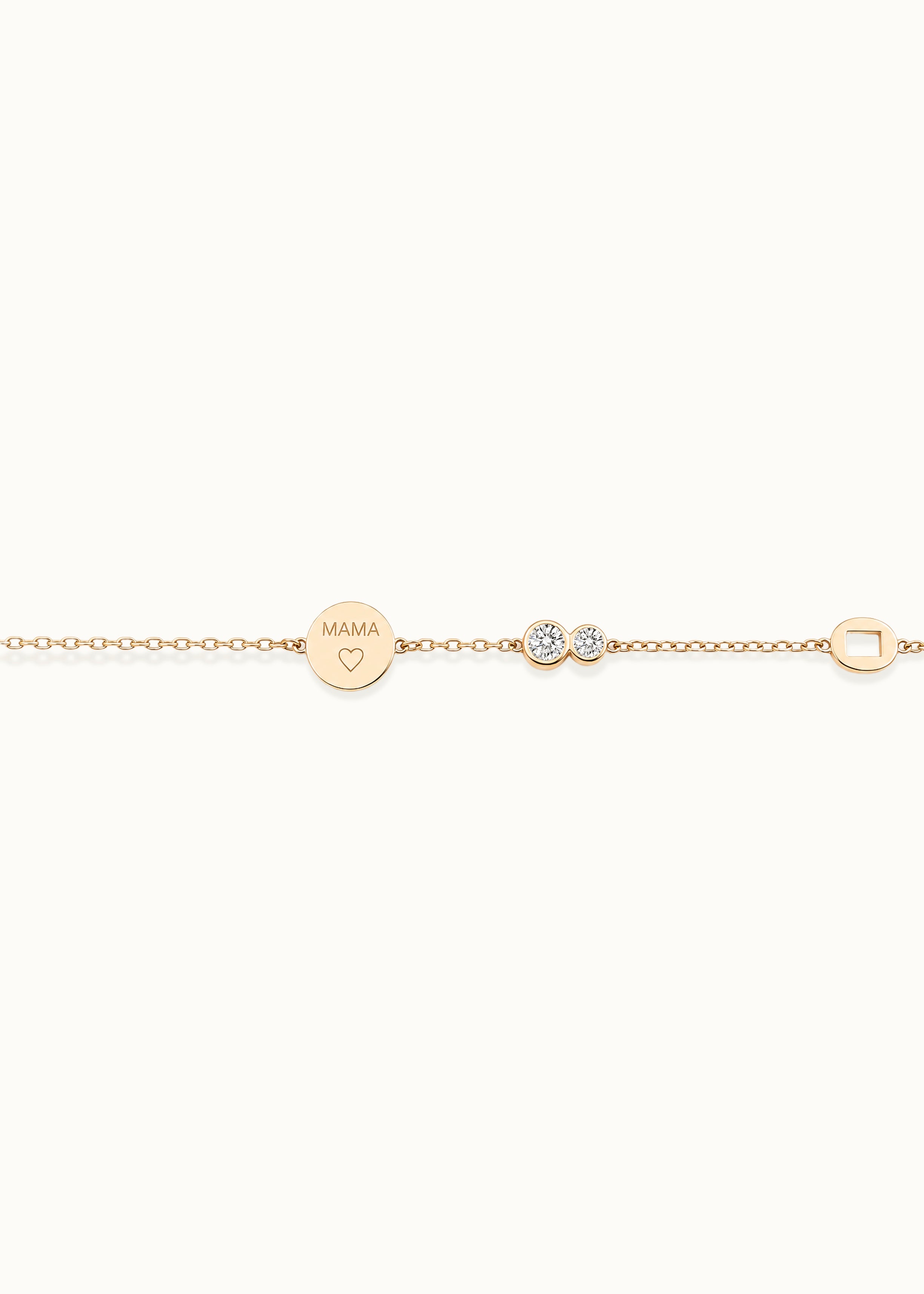Heirloom Bubble 2 Diamond Engravable Charm Chain Bracelet