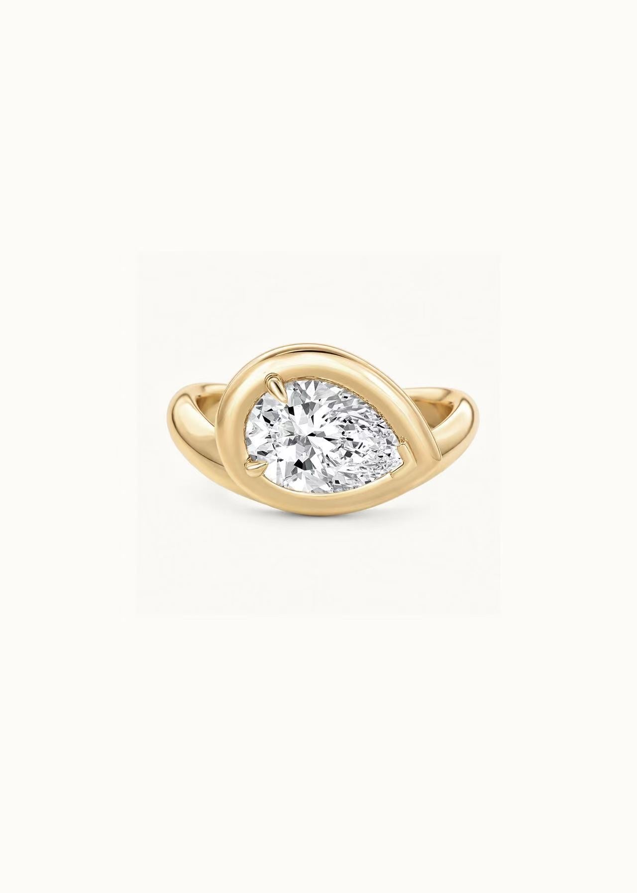 24 Hours Pear Cut Claw Set Moissanite Solitaire Ring 2ct