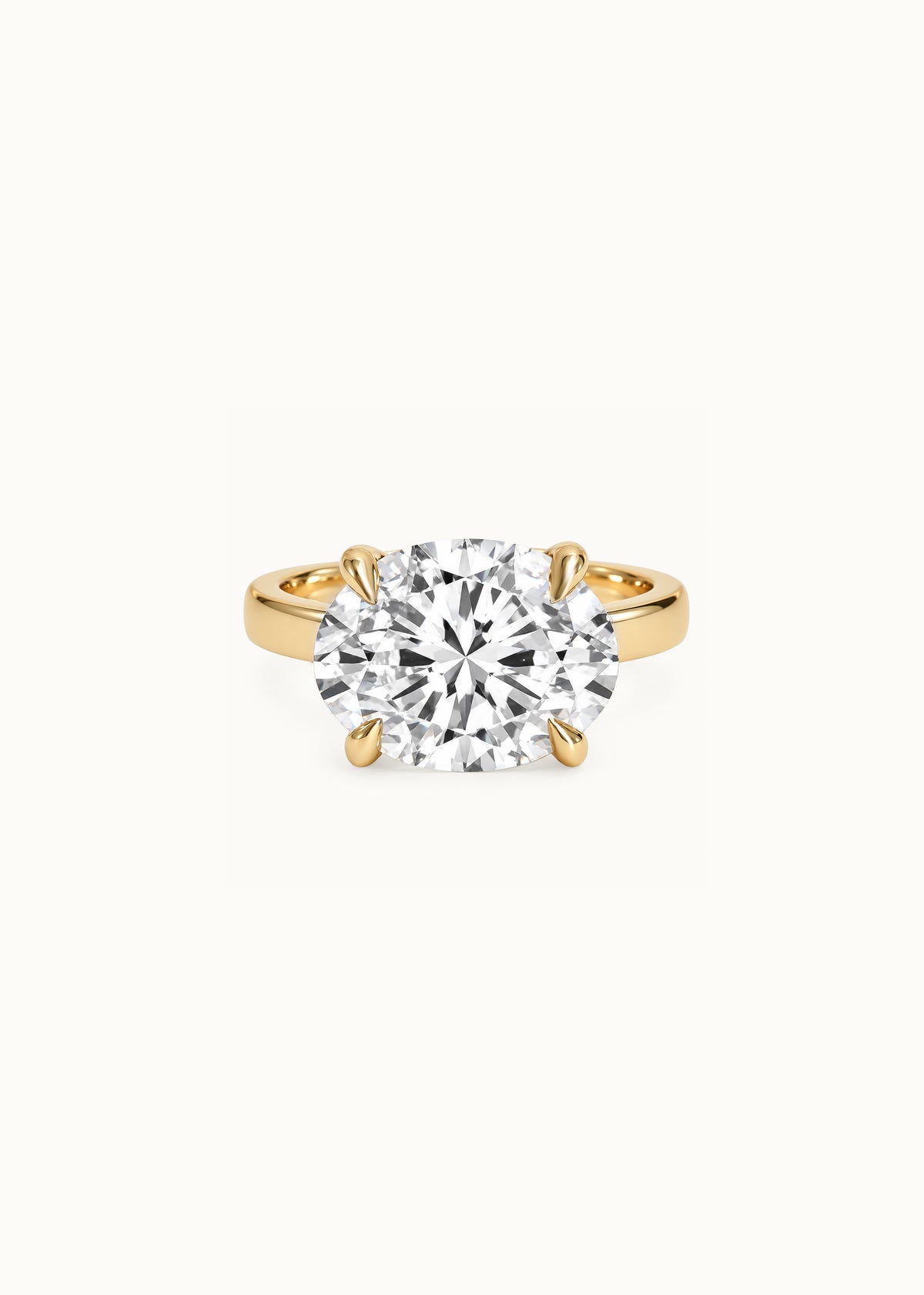 24 Hours East-West Oval Cut Claw Set Moissanite Solitaire Ring 8ct