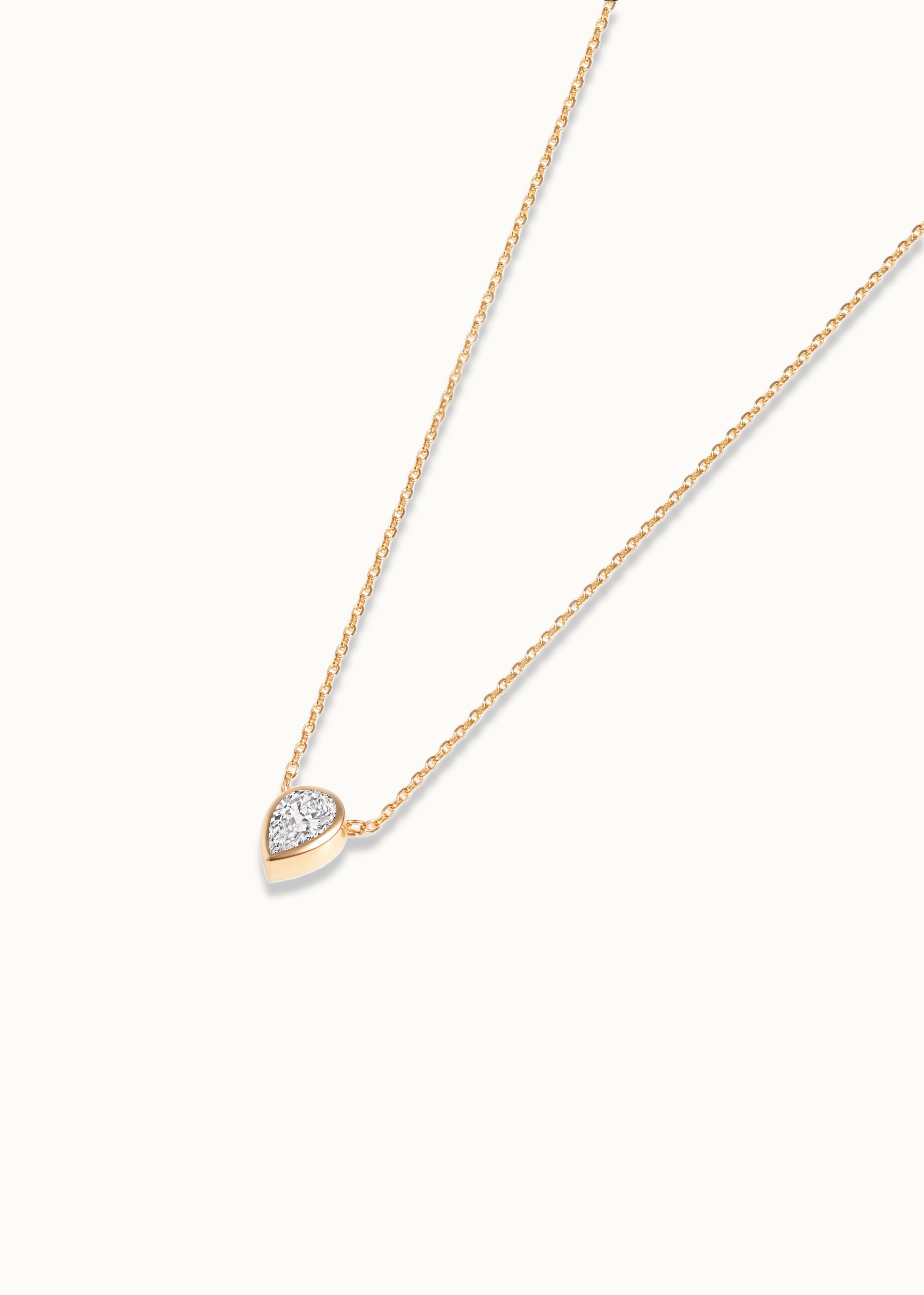 Heirloom Classic 0.3ct Bezel Set Pear Cut Diamond Solitaire Necklace