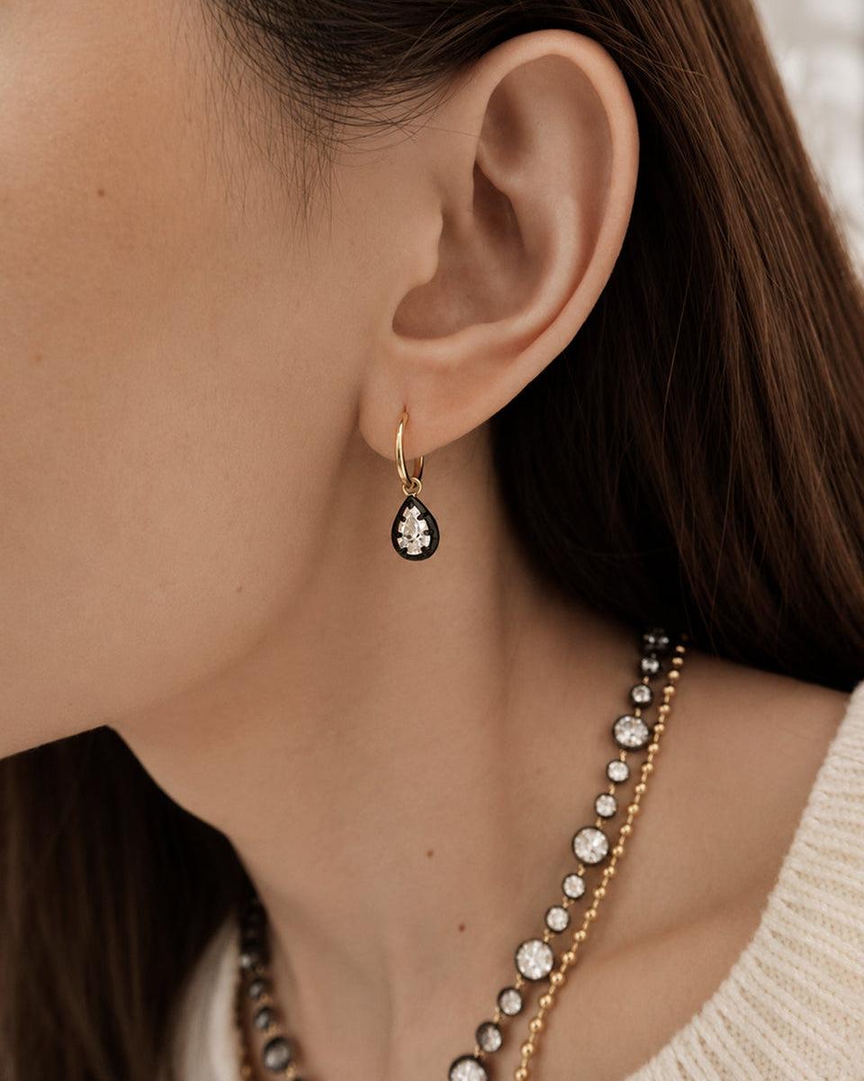 Archive 1ct Pear Cut Blackened Moissanite Hoop Earrings