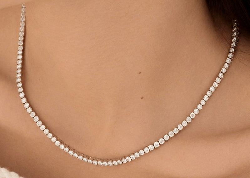 24 Hours Block 3mm Moissanite Tennis Necklace 12.7ct