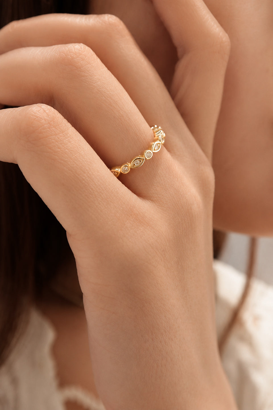 24 Hours Round and Marquise Moissanite Full Eternity Ring