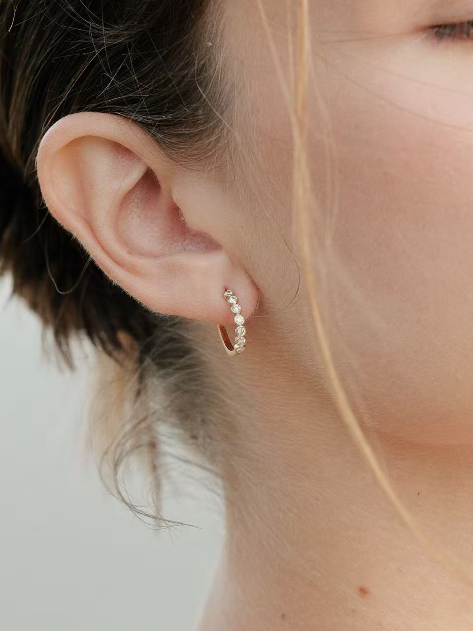 Heirloom Bubble Diamond Hoop Earrings 15mm