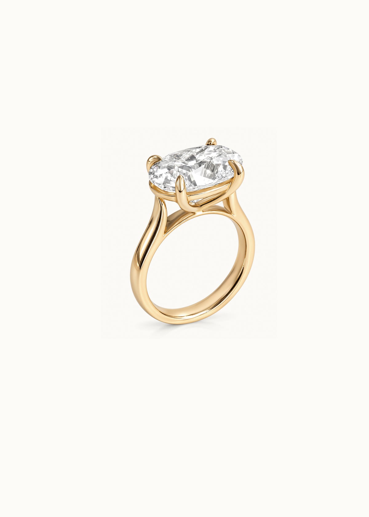 24 Hours East-West Oval Cut Claw Set Moissanite Solitaire Ring 8ct