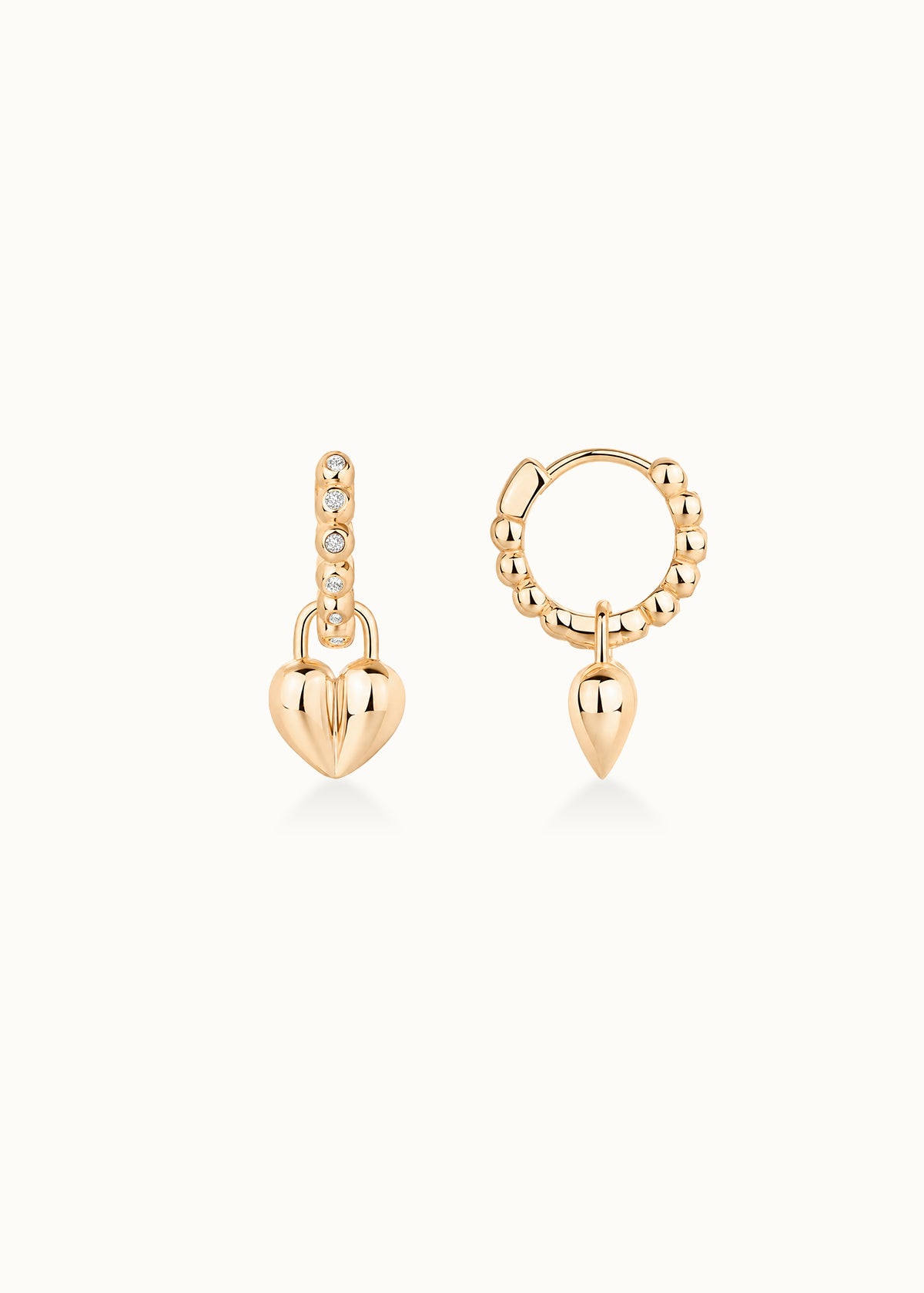 24 Hours Bubble Moissanite 8mm Hoop Crushed Heart Earrings
