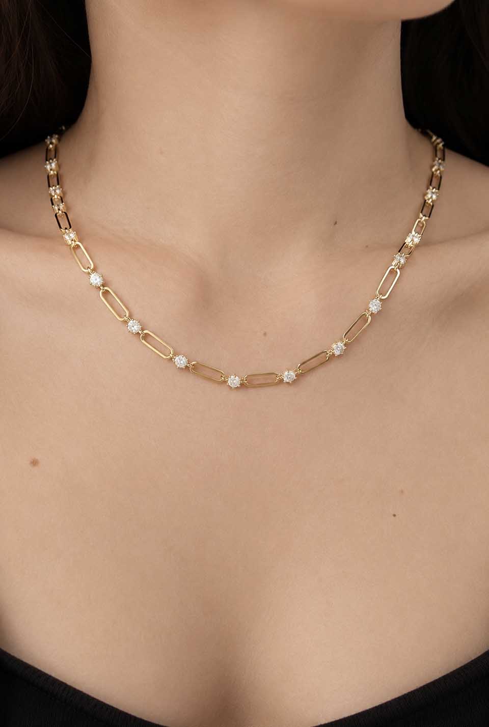 24 Hours Paperclip Links 7.8ct Moissanite Necklace