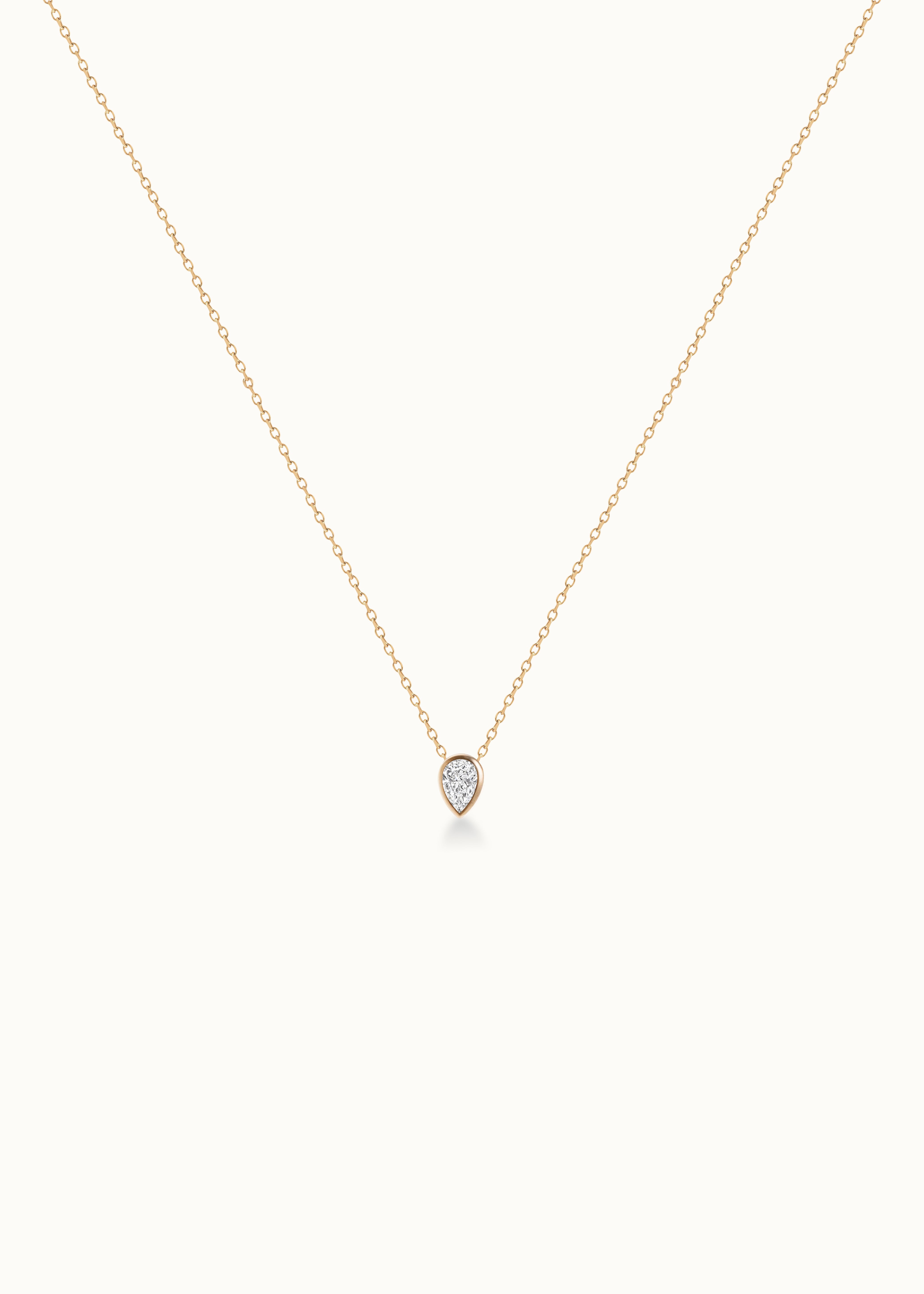 Heirloom Classic 0.3ct Bezel Set Pear Cut Diamond Solitaire Necklace