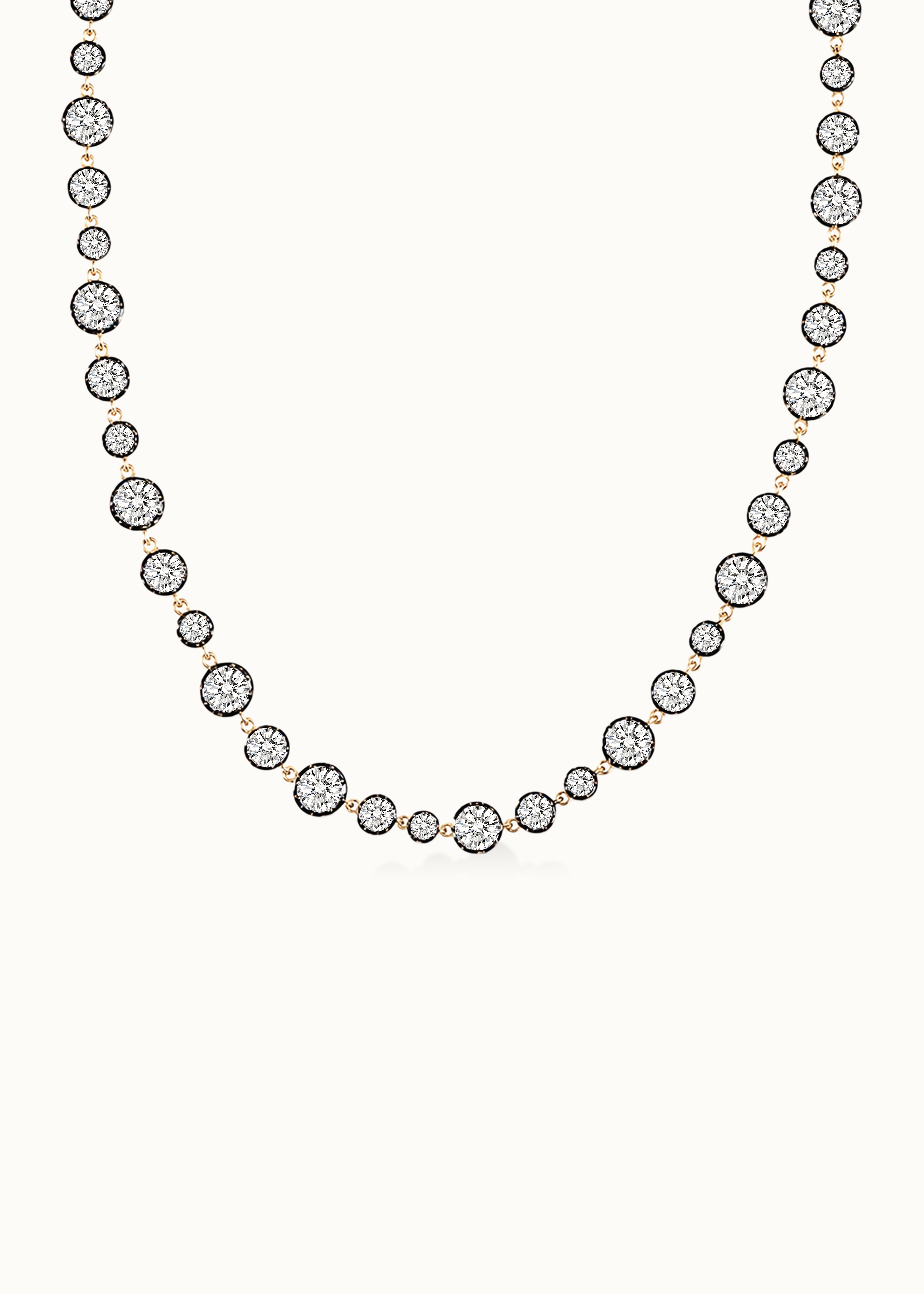 Archive 15ct Claw Set Round Brilliant Blackened Moissanite Chain Necklace