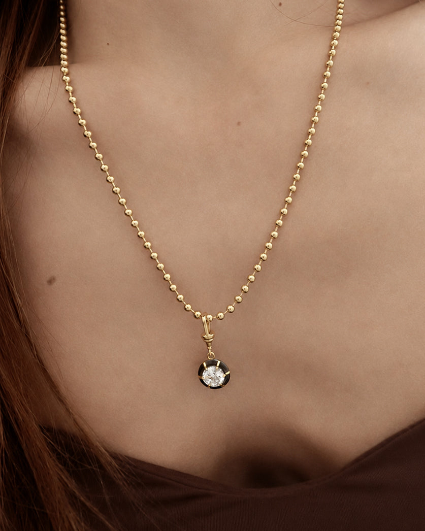 Archive Flow 1.5ct Round Brilliant Cut Blackened Moissanite Clip-On Pendant