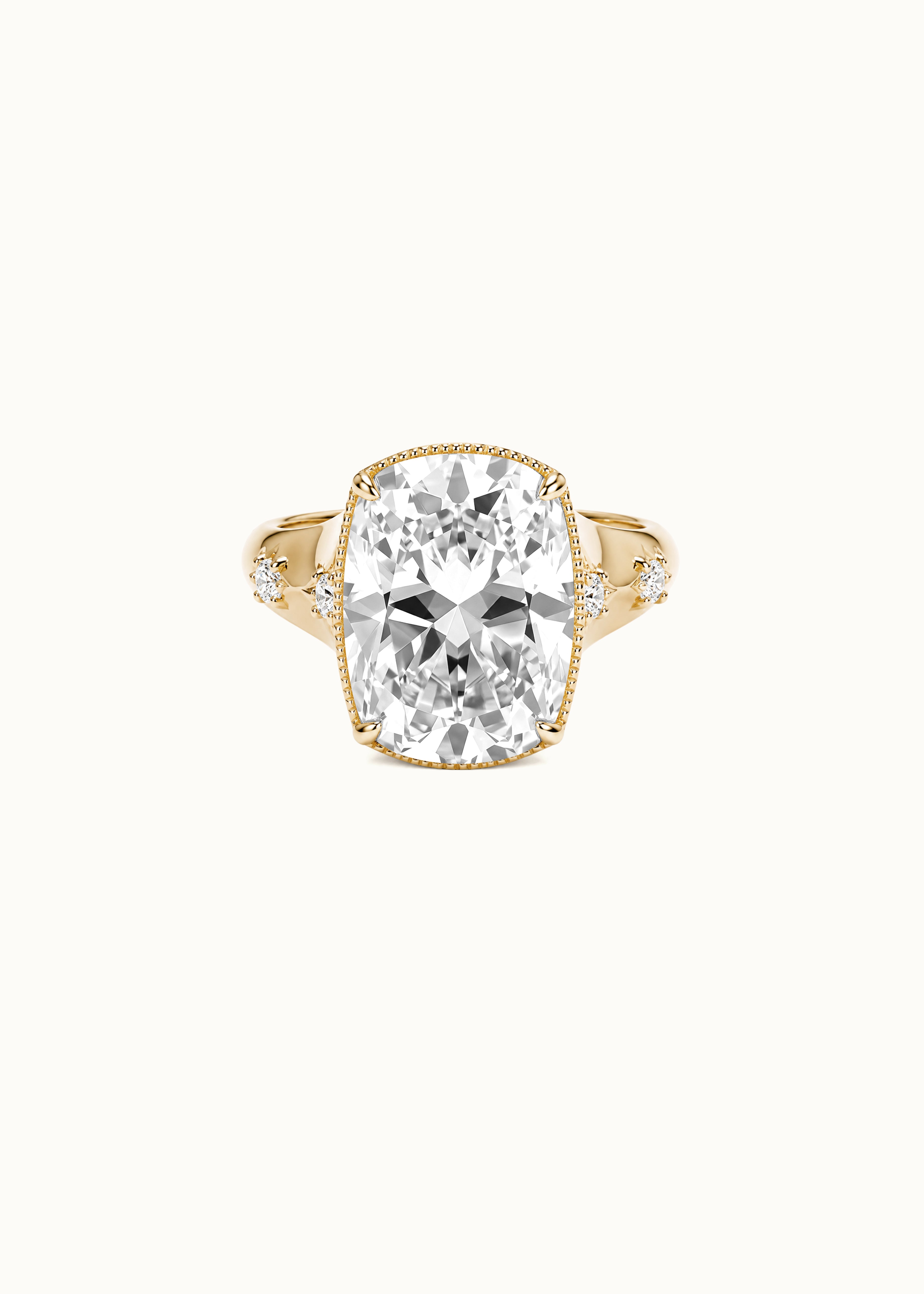 24 Hours Cushin Shape Old Mine Cut Bezel Set Moissanite Solitaire Ring 10ct