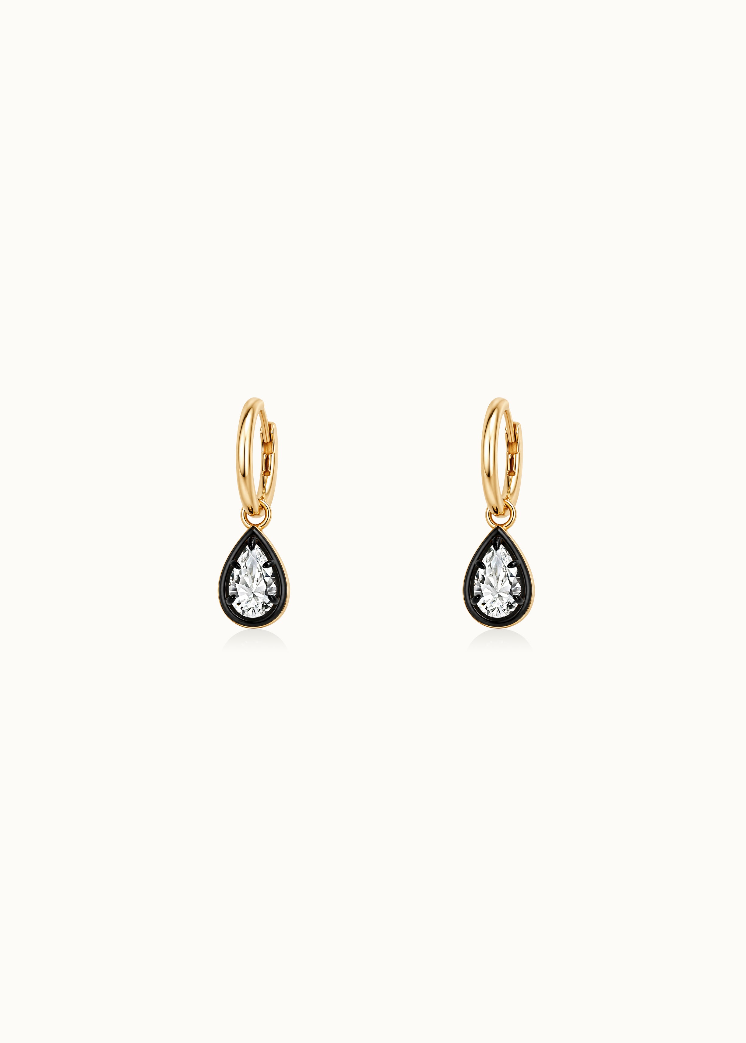 Archive 1ct Pear Cut Blackened Moissanite Hoop Earrings