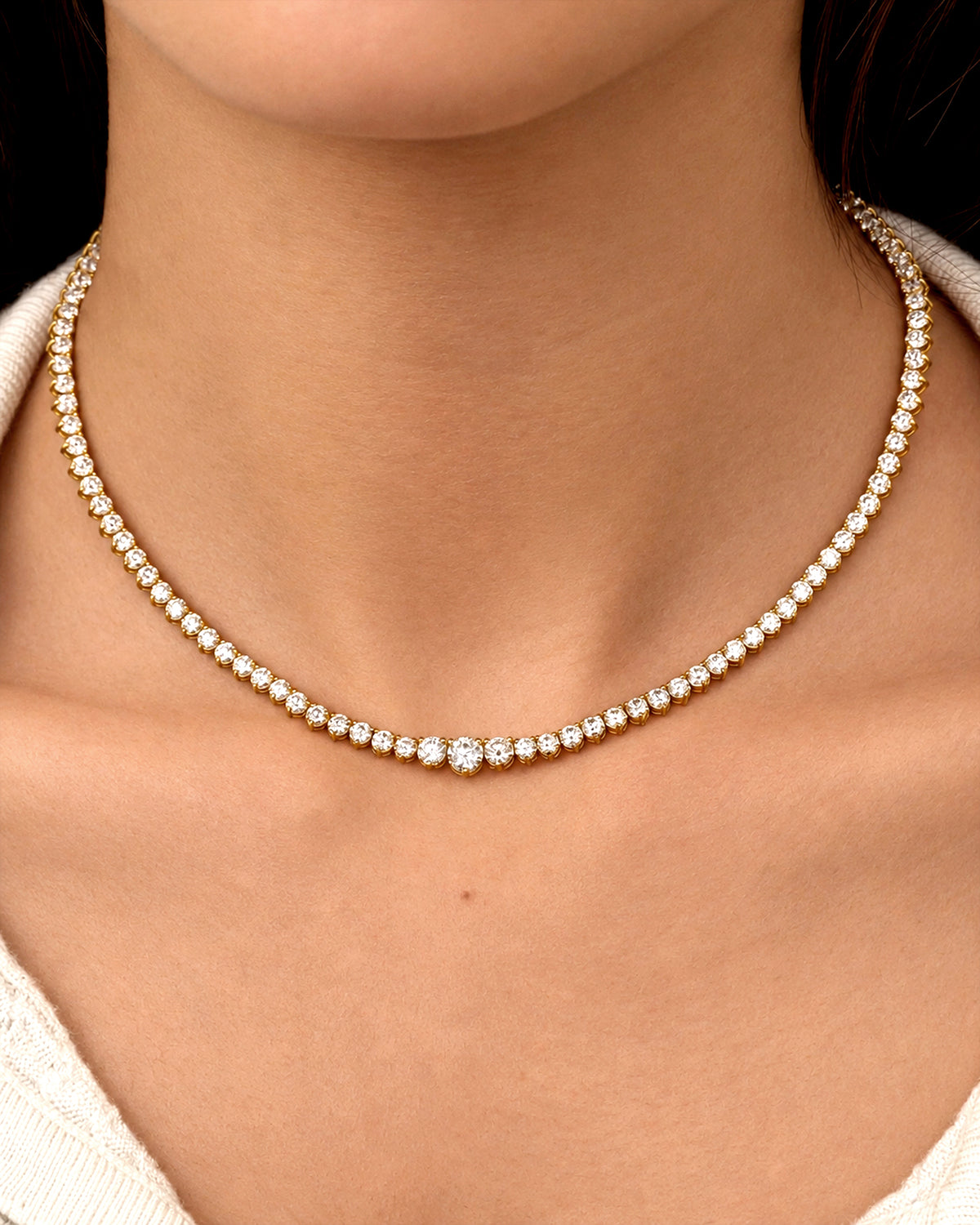 24 Hours Eternity Round Moissanite Tennis Necklace 17ct