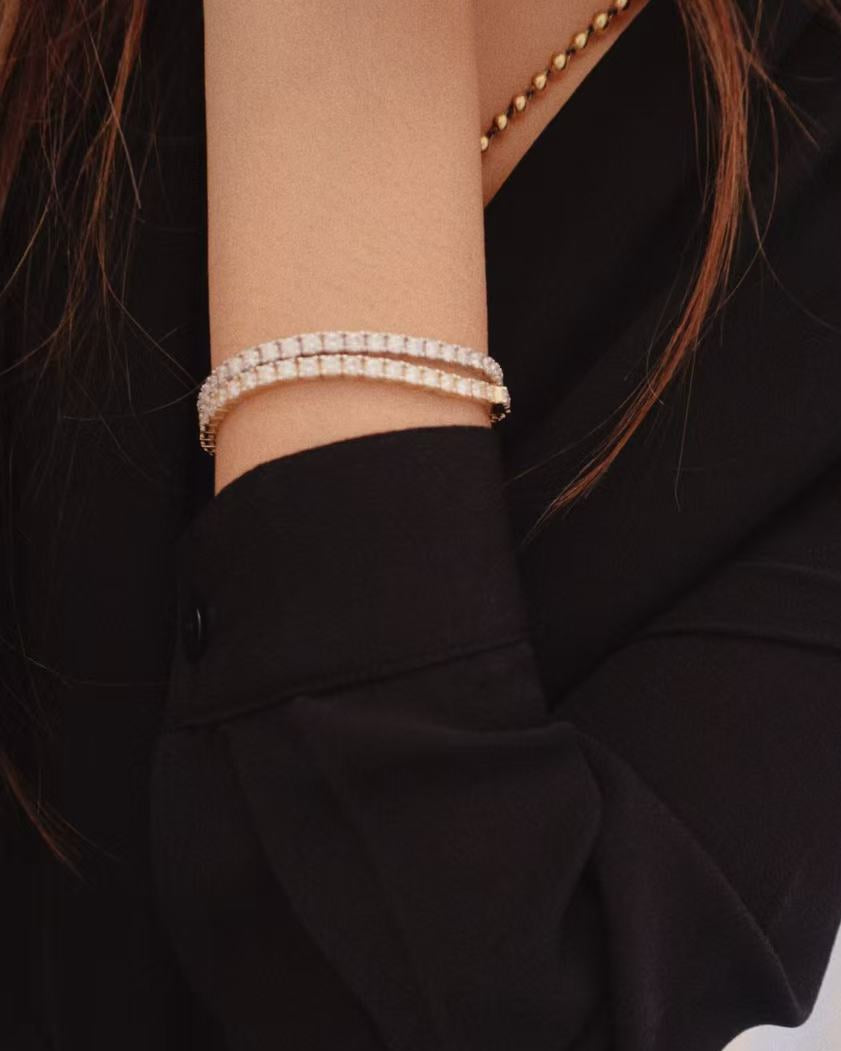 24 Hours Block 3mm Moissanite 4.8ct Tennis Bracelet