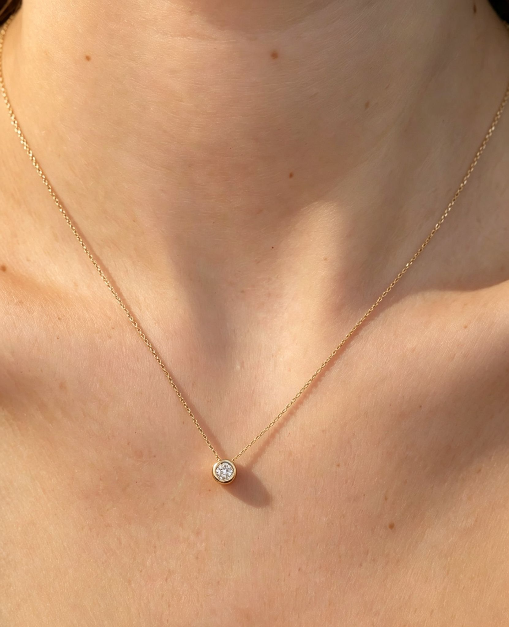 Heirloom Bubble 0.3ct Bezel Set Round Brilliant Diamond Solitaire Necklace