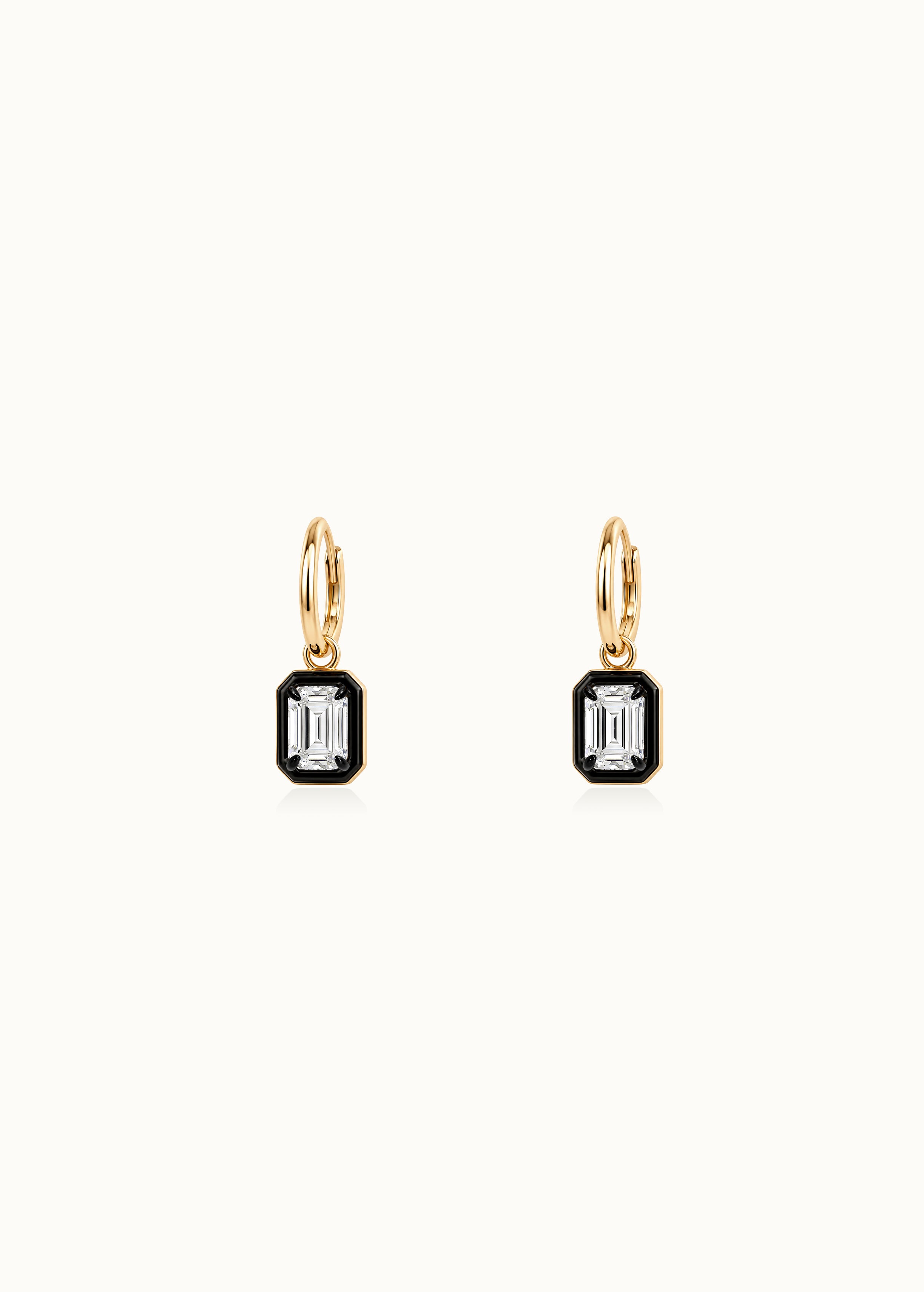 Archive 1ct Emerald Cut Blackened Moissanite Hoop Earrings