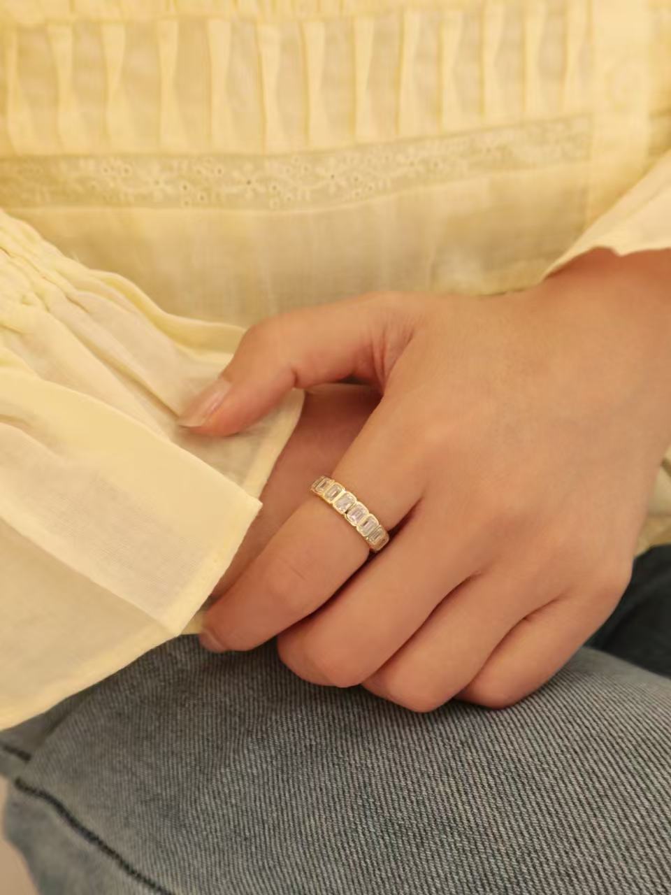 24 Hours Emerald Cut Bezel Set Full Eternity Ring 2ct