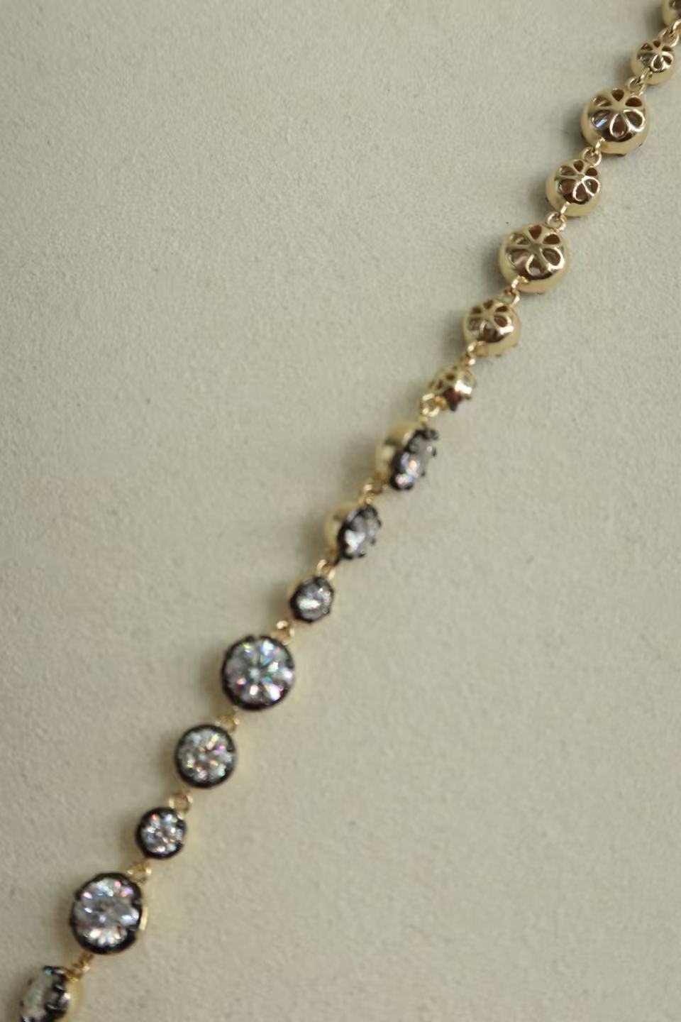 Archive 15ct Claw Set Round Brilliant Blackened Moissanite Chain Necklace