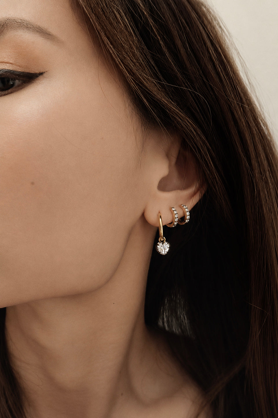 Archive 1ct Round Cut Blackened Moissanite Hoop Earrings