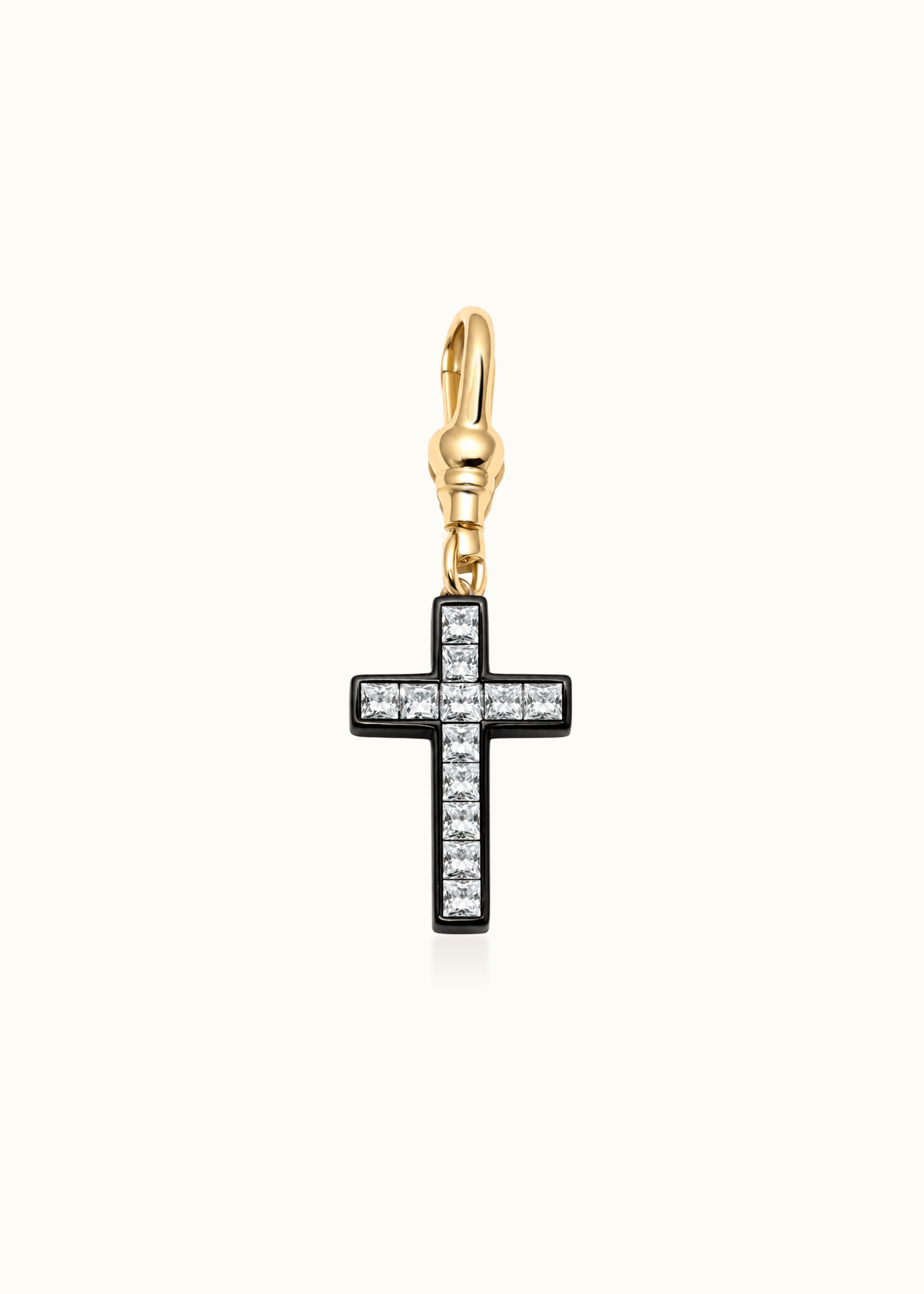 Archive Flow Blackened Moissanite Cross Clip-On Pendant 1.45ct