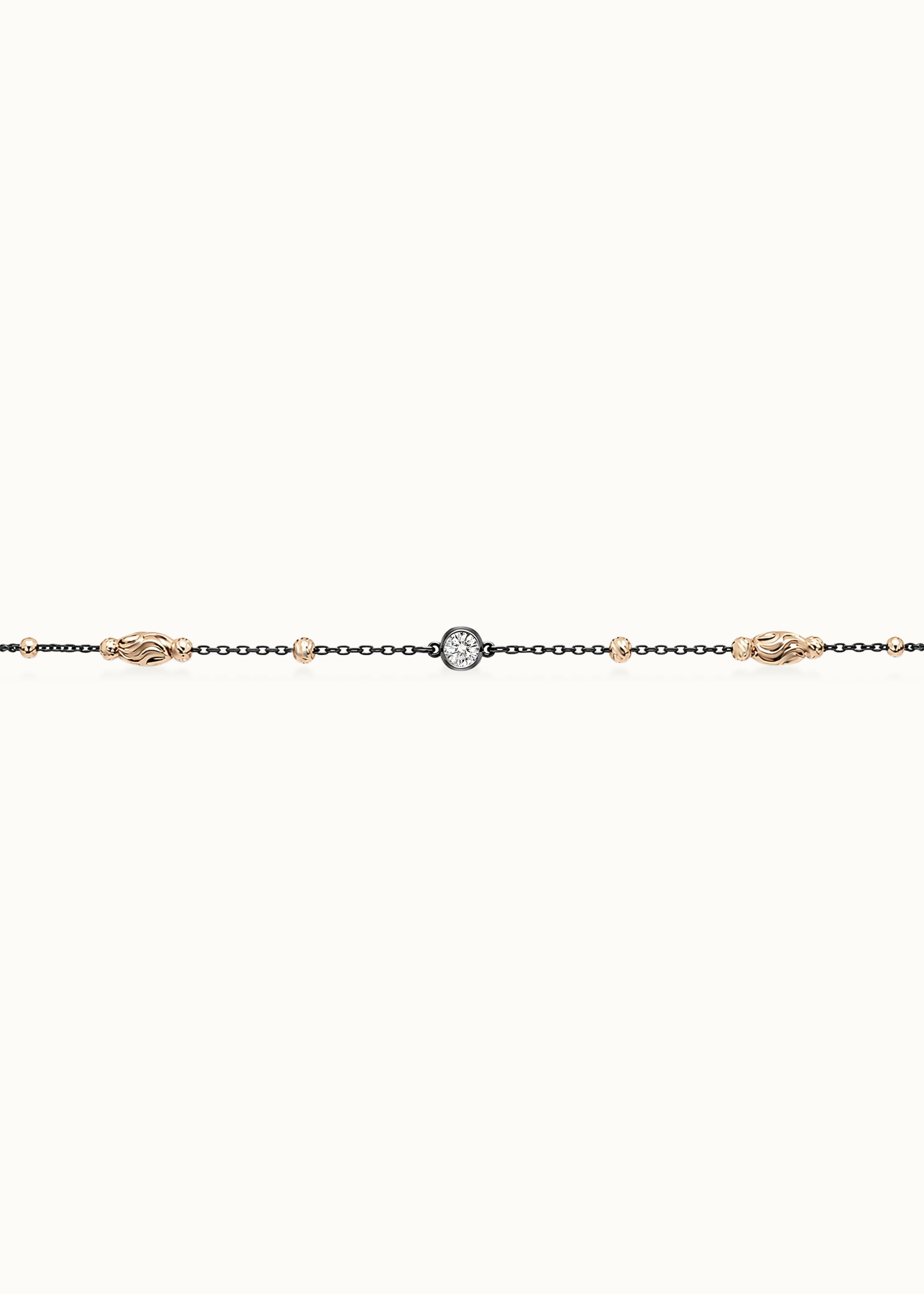 Archive Blackened Moissanite Space Beaded Chain Necklace