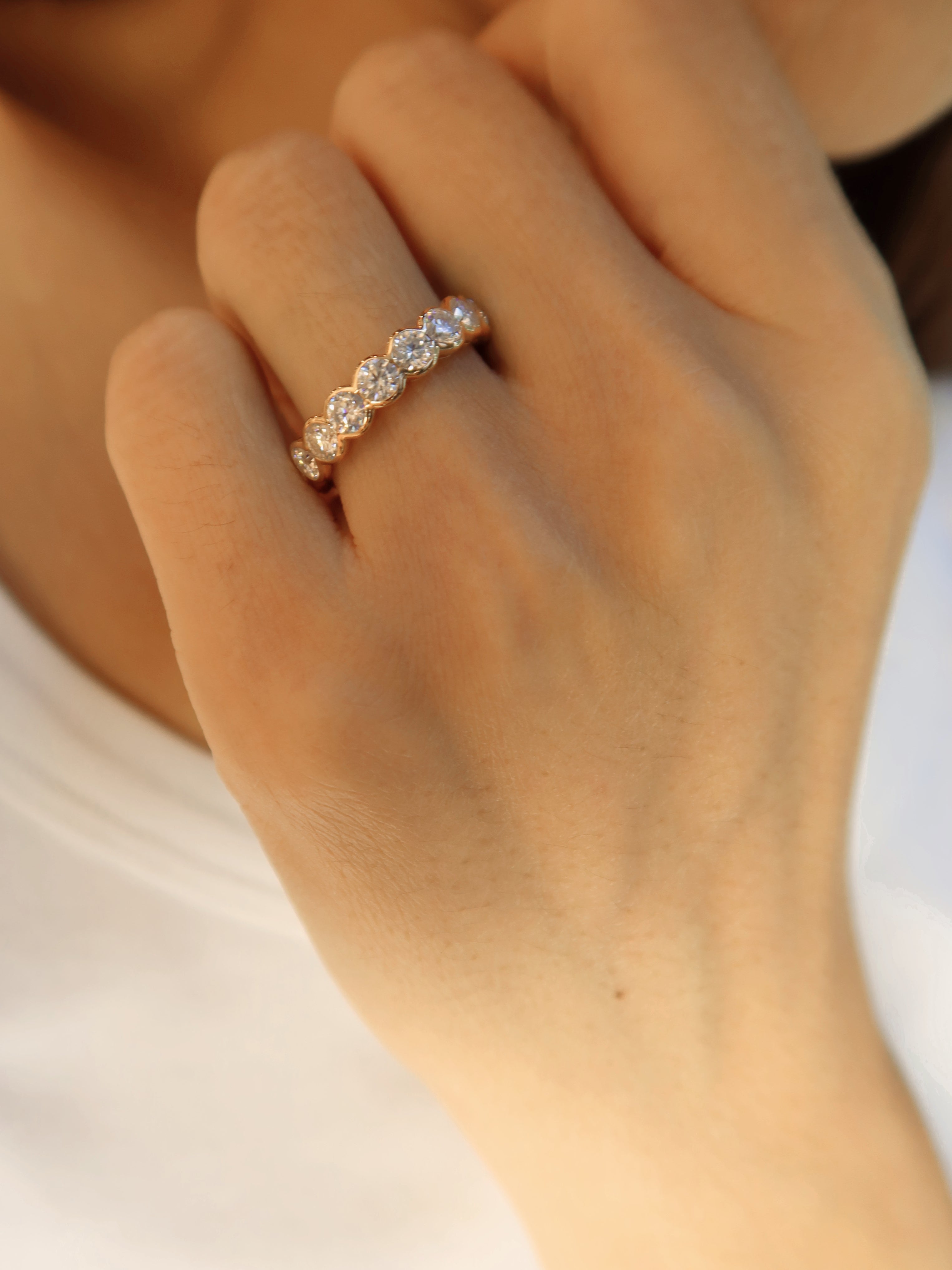 24 Hours Round Brilliant Cut Bezel Set 3.5mm Moissanite Eternity Ring 3.6ct