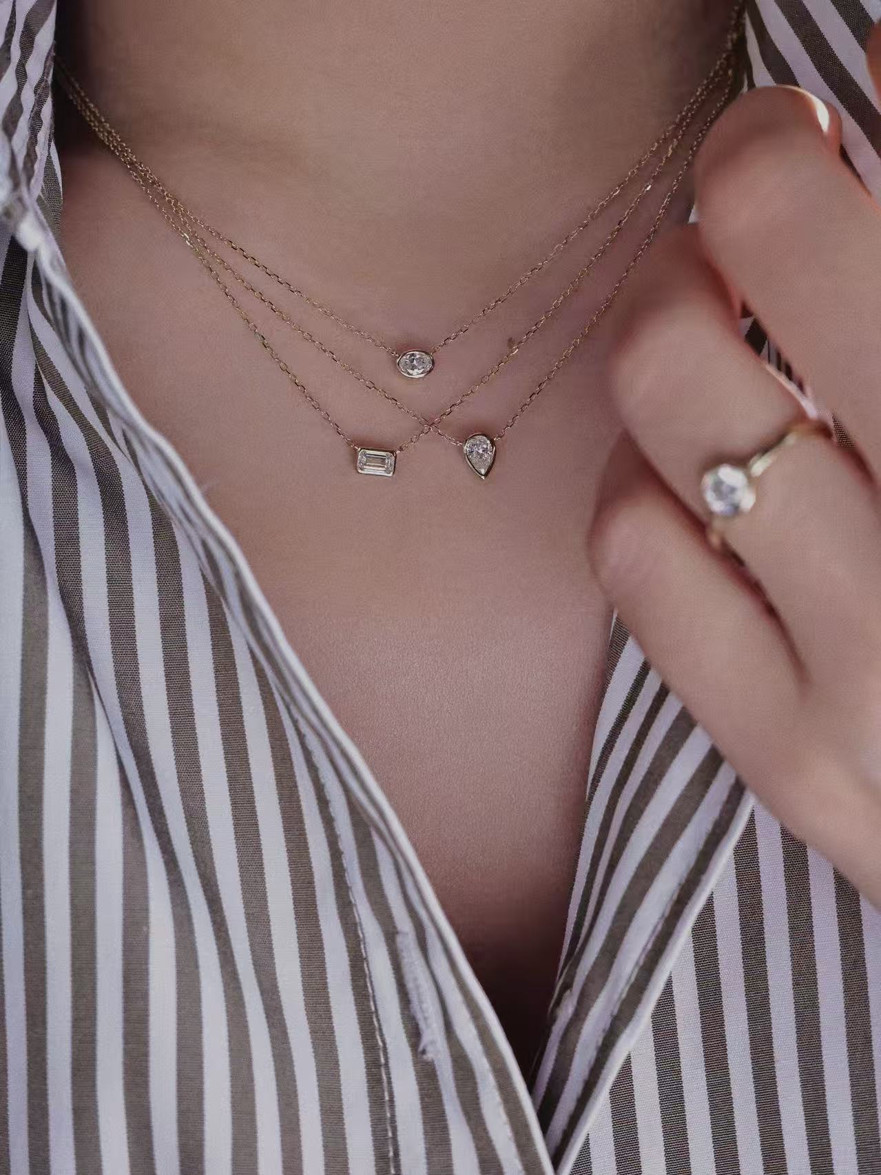 Heirloom Classic 0.3ct Bezel Set Pear Cut Diamond Solitaire Necklace