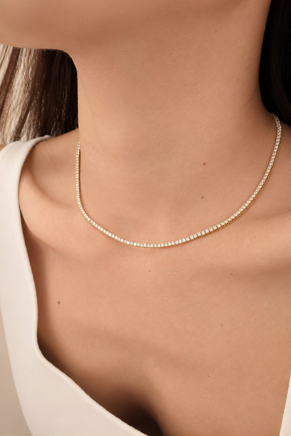 24 Hours Sugar 2mm Moissanite Tennis Necklace
