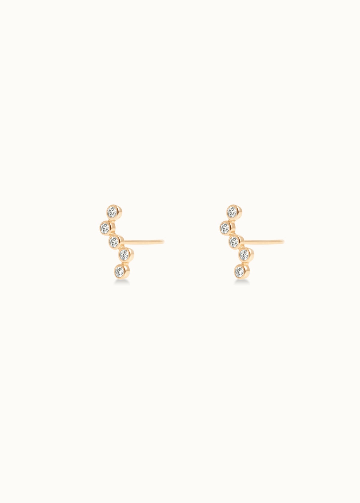 Heirloom Wave Bubble 5 Diamond Studs Earrings