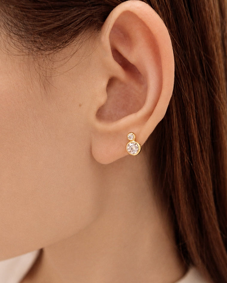 24 Hours Double Bubble Moissanite Studs Earrings