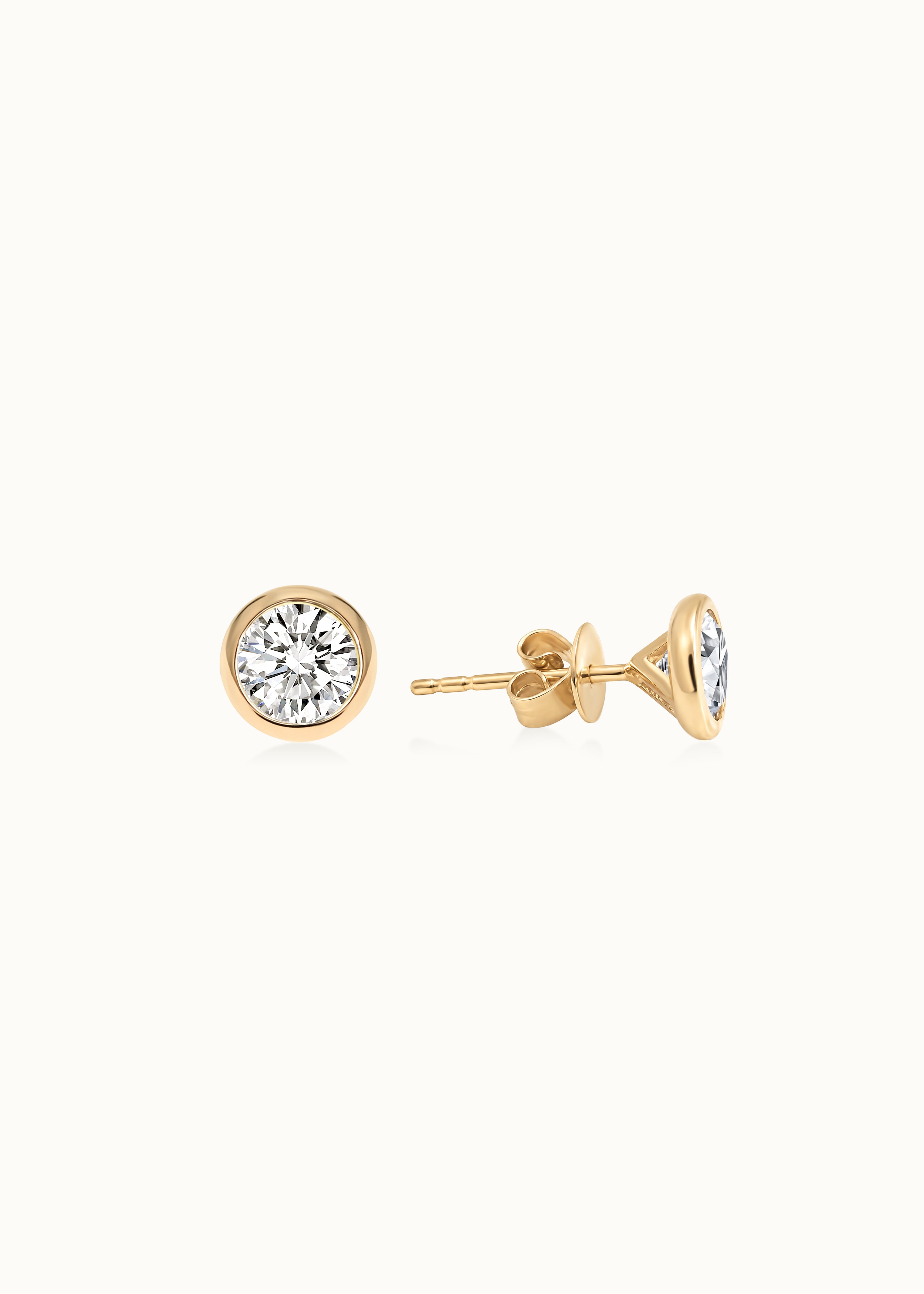 Heirloom Super Flat 1ct Round Brilliant Bezel Set Diamond Studs