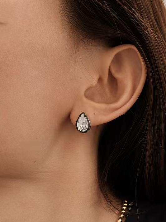 Archive 3.65ct Pear Cut Blackened Mossinate Studs