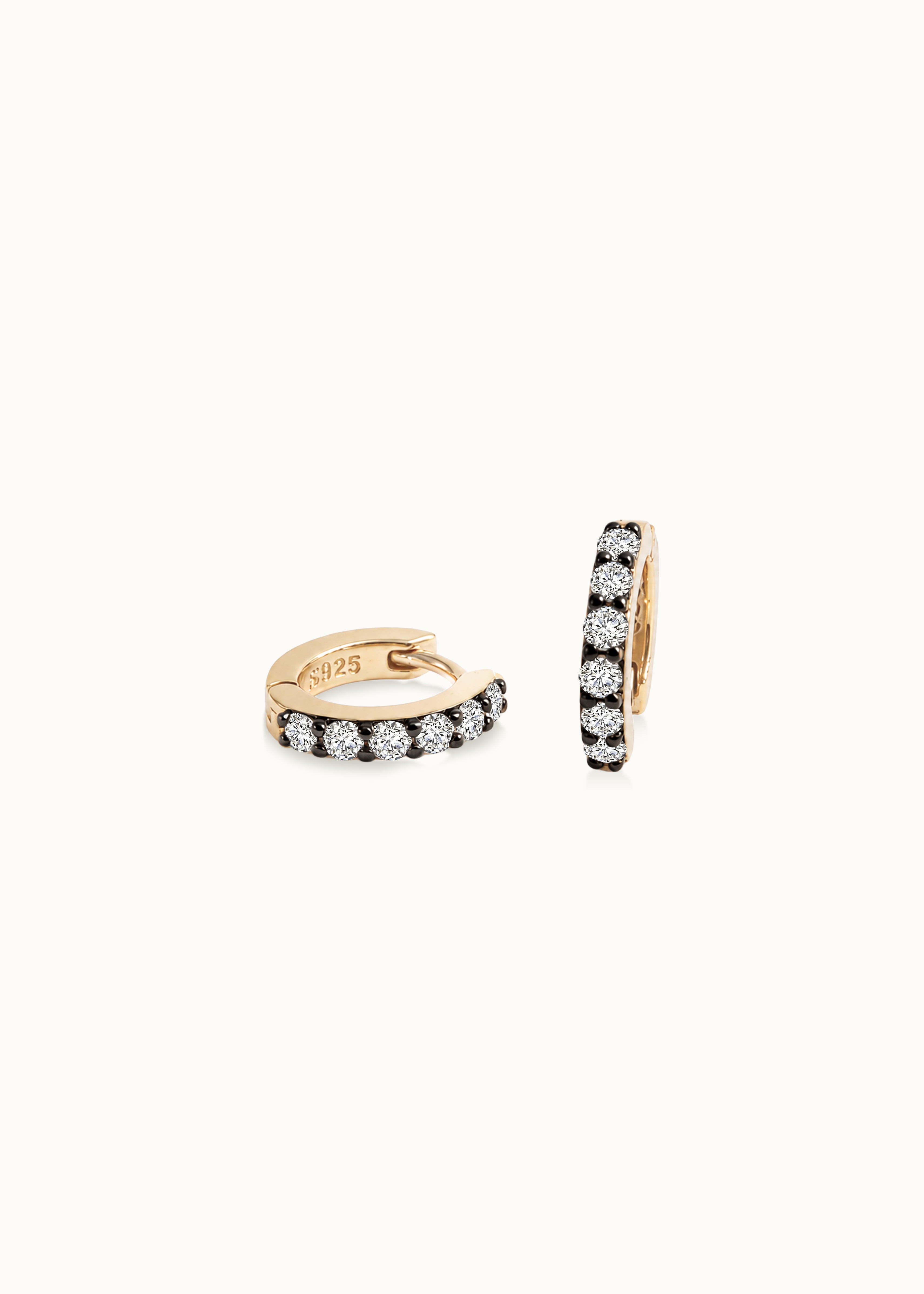 Archive 1ct Round Cut Blackened Moissanite Hoop Earrings