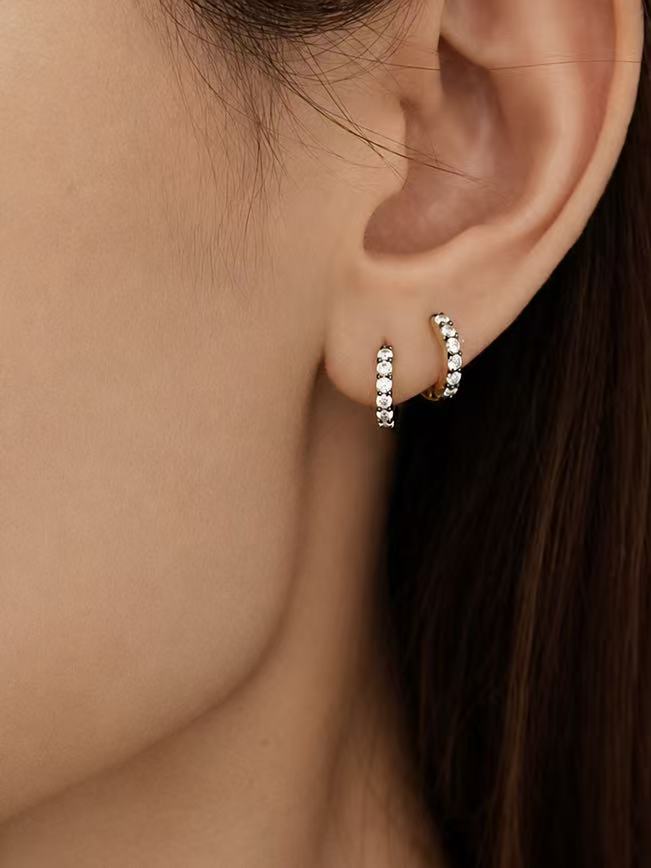 Archive 1ct Round Cut Blackened Moissanite Hoop Earrings