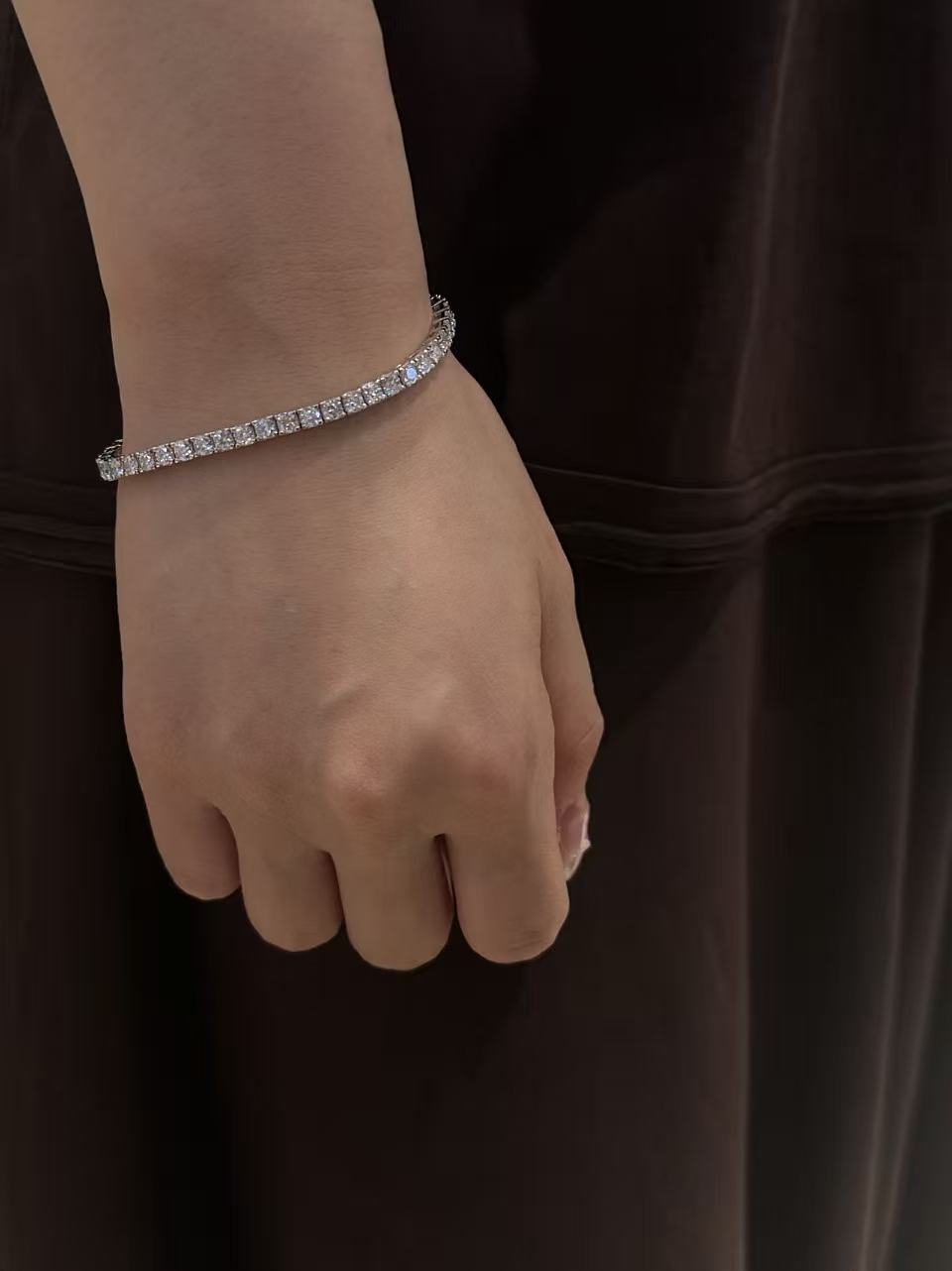 24 Hours Block 3mm Moissanite 4.8ct Tennis Bracelet