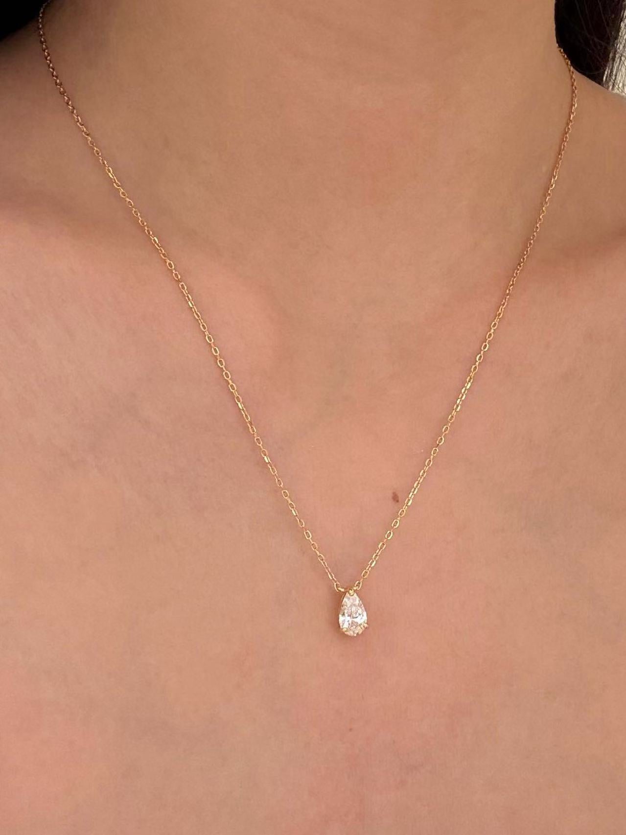 24 Hours Pear Cut Moissanite Solitaire Necklace