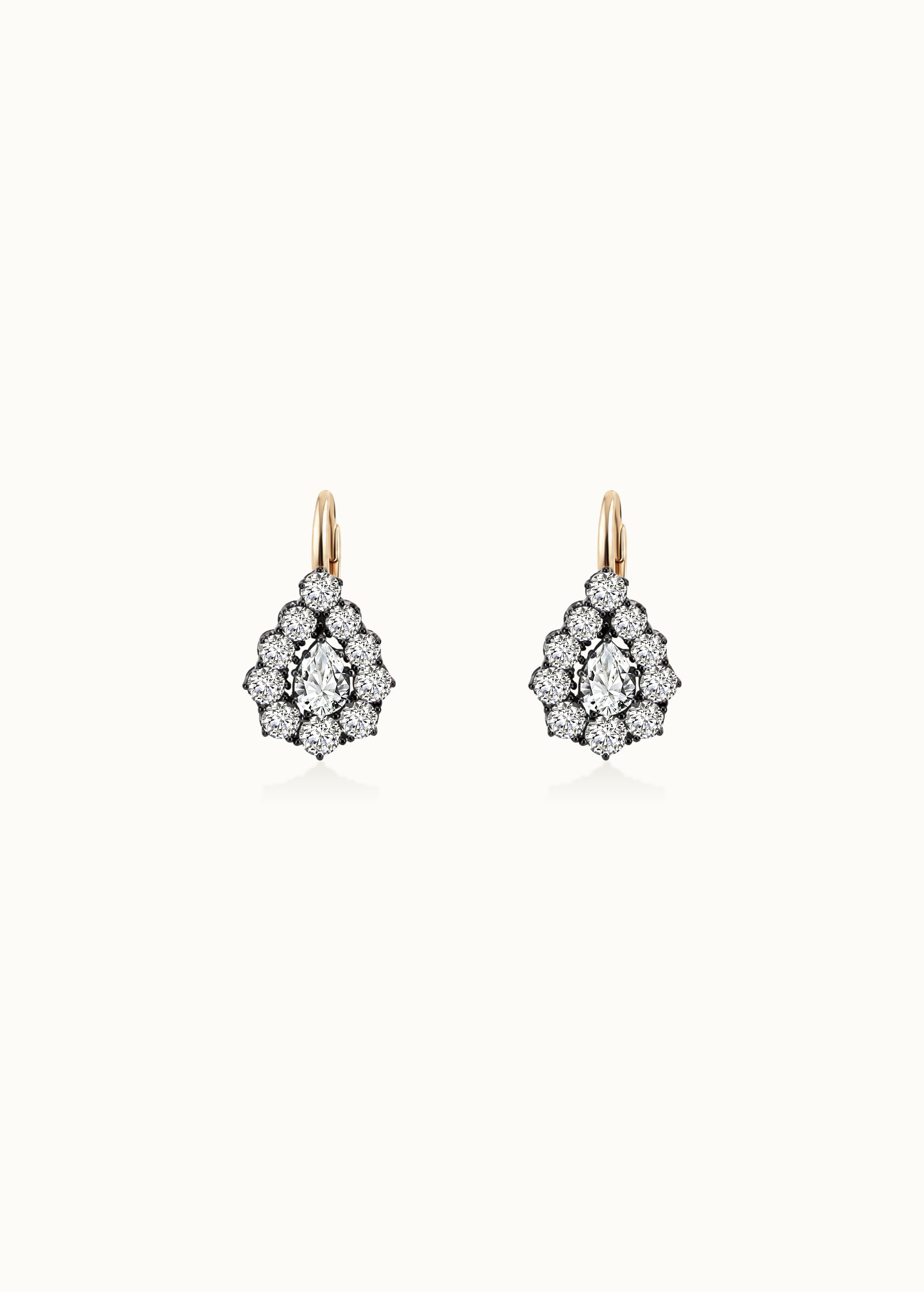 Archive Pear Cut Halo Moissanite Hoop Earrings