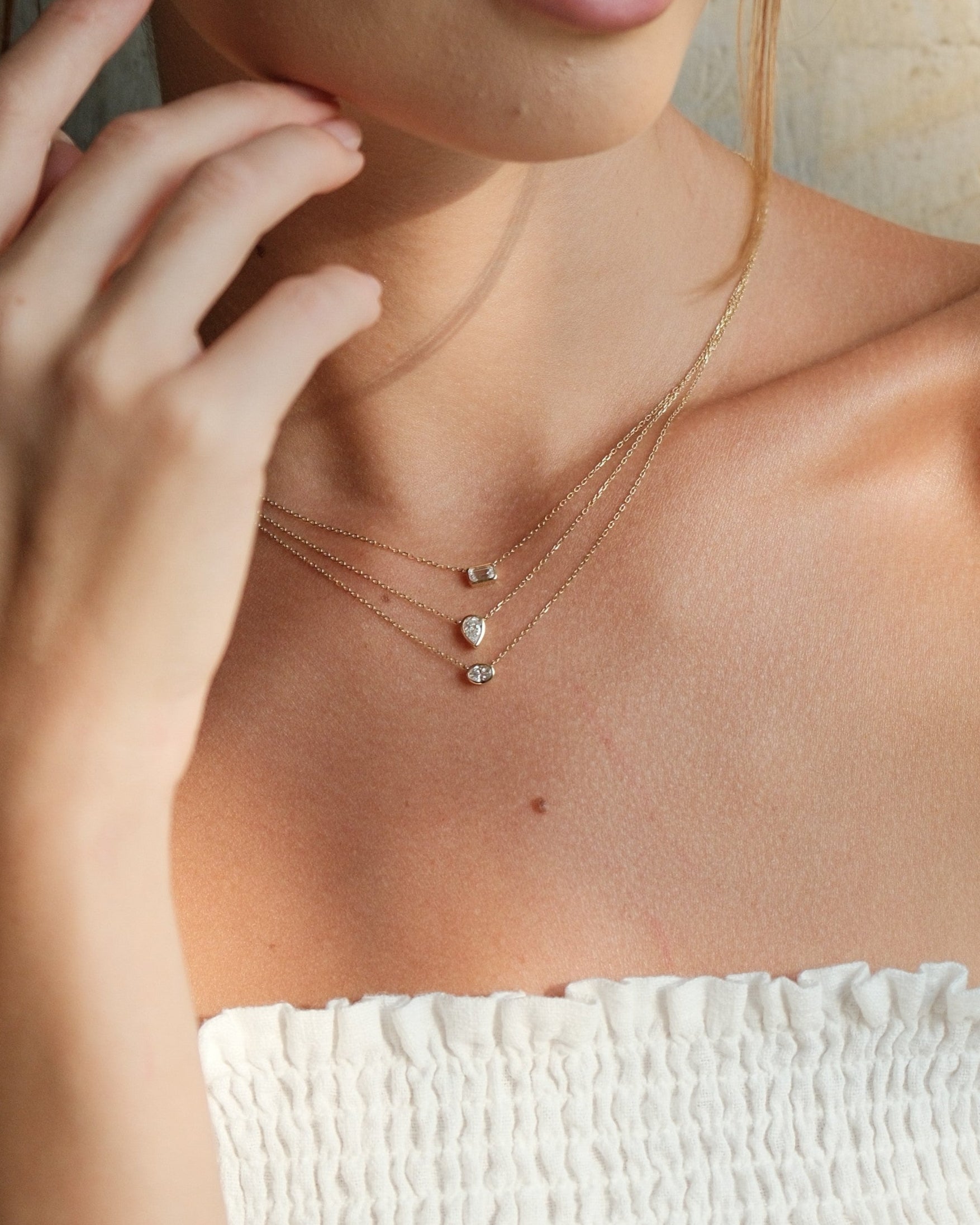 Heirloom Classic 0.3ct Bezel Set Pear Cut Diamond Solitaire Necklace